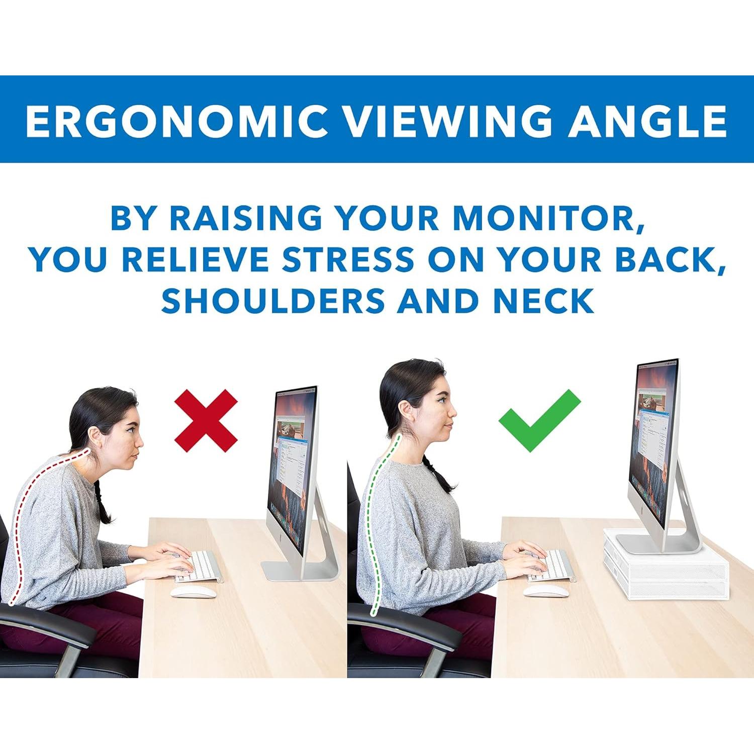 Soporte Elevador de Monitor Mount-It! Blanco con Cajones