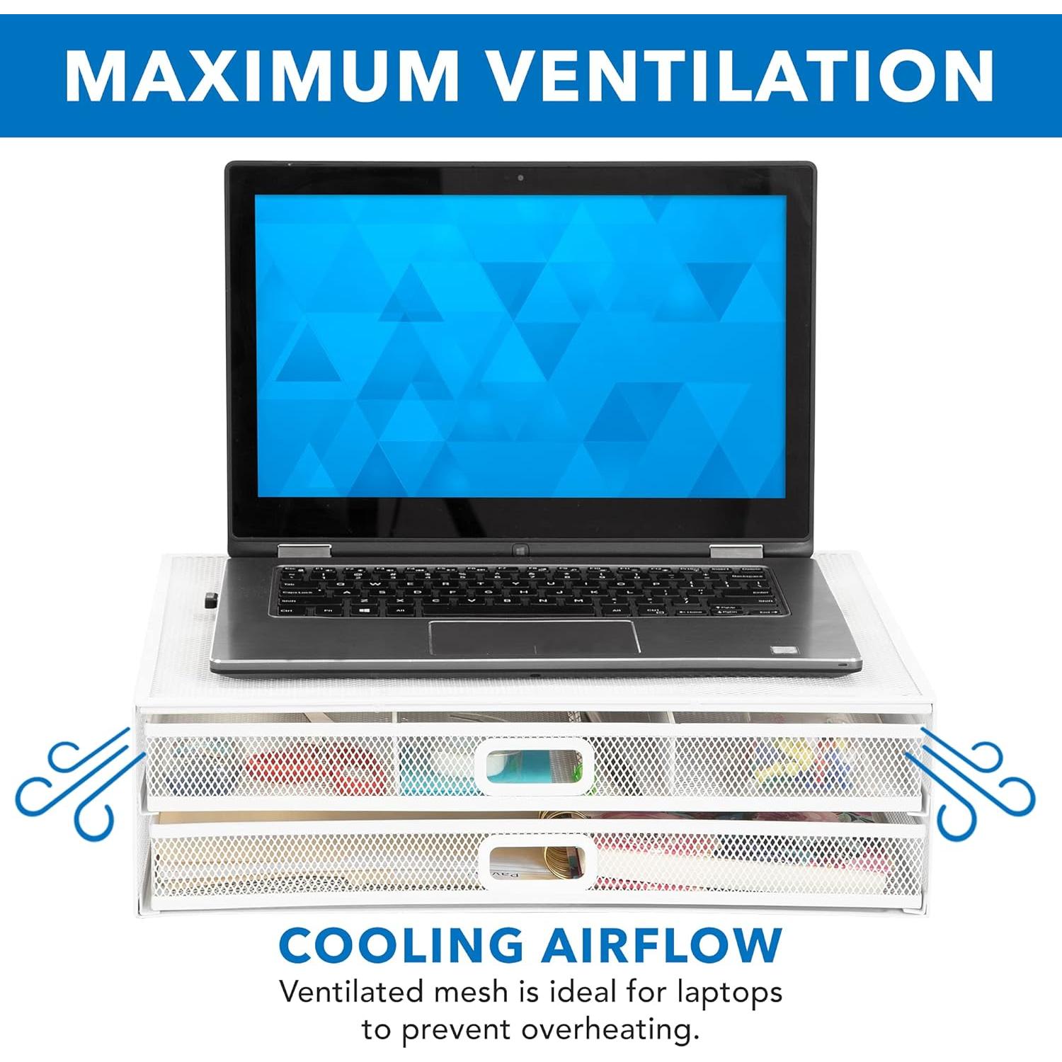 Soporte Elevador de Monitor Mount-It! Blanco con Cajones