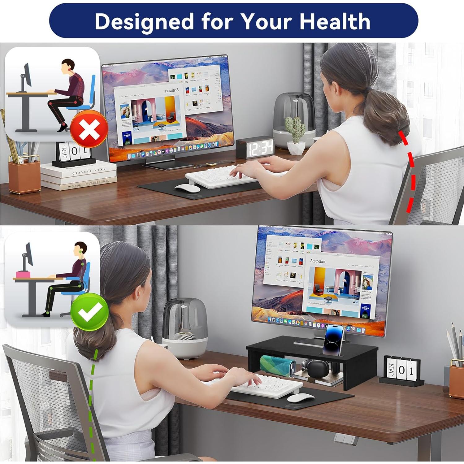 Soporte para Monitor Qupui 54x26cm con Soporte para Teléfono