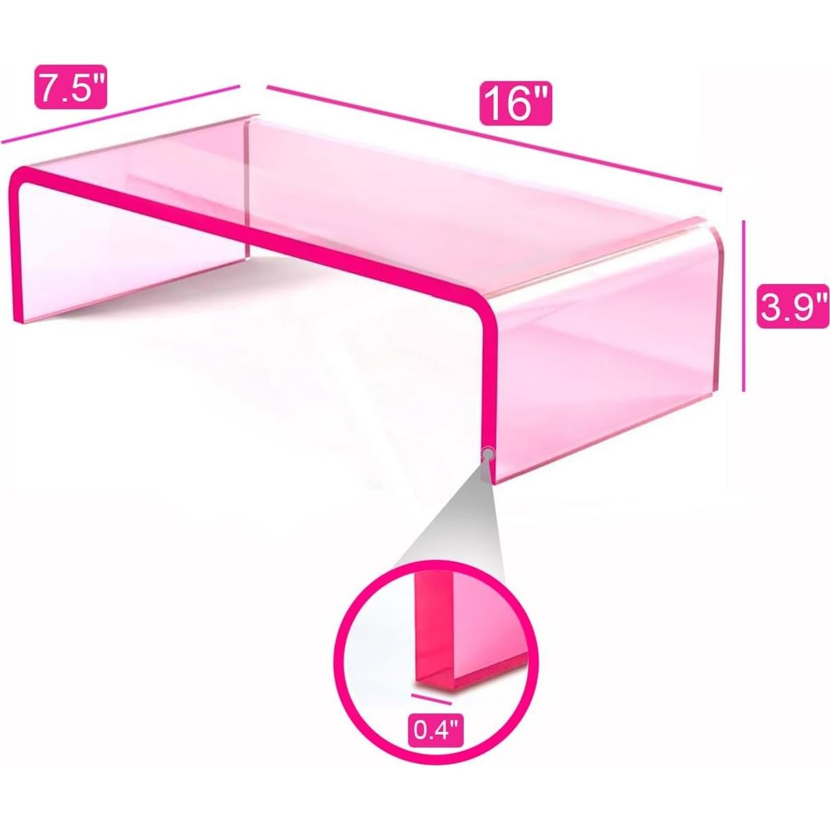 Soporte de Monitor Acrílico Ergonómico Rosa 40.64x19.05 cm
