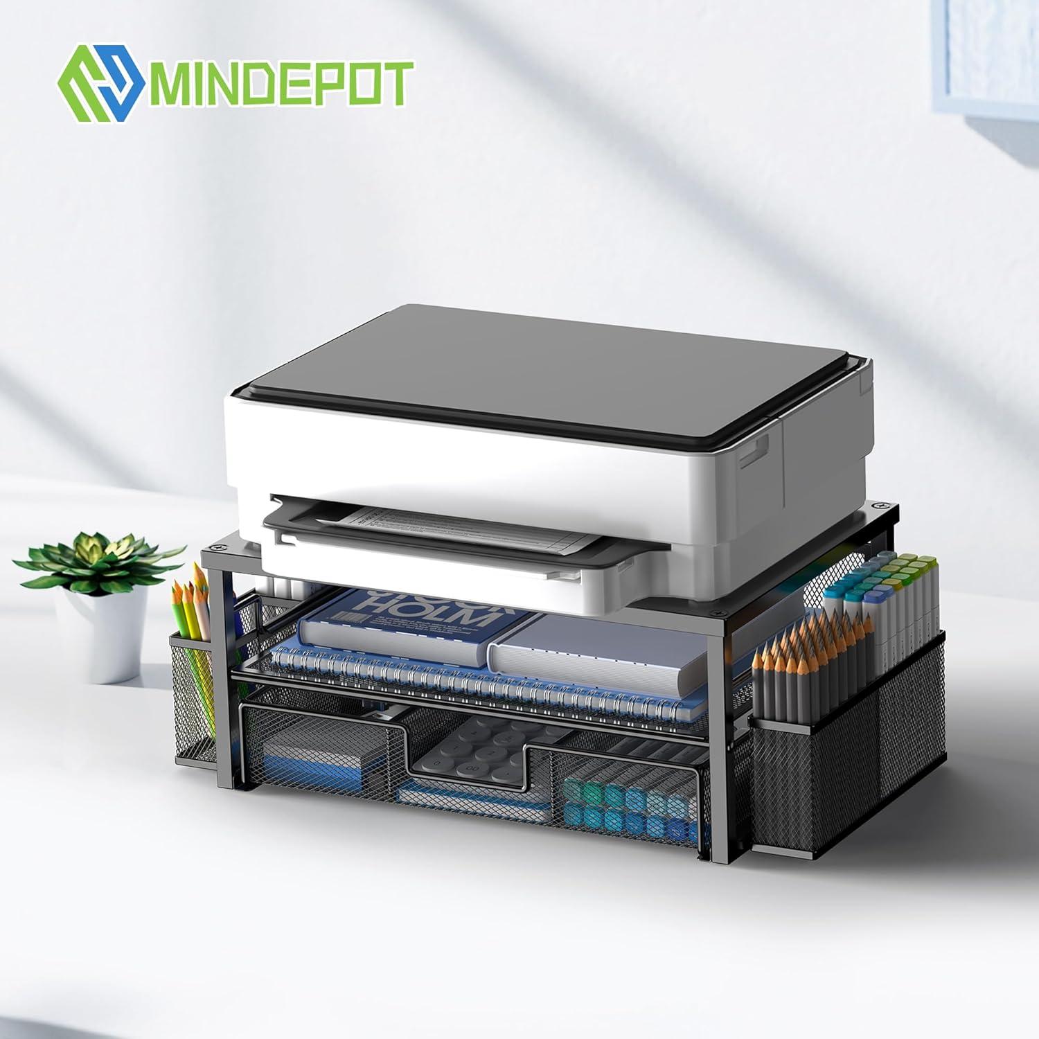 Soporte de Monitor Ergonomico MINDEPOT con Cajón y Sujetapapeles