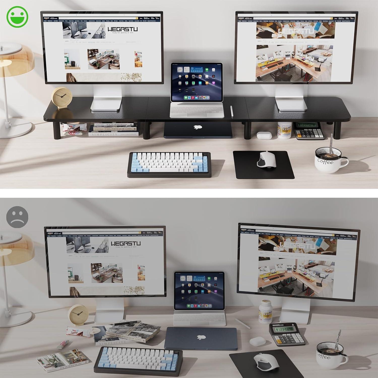 Soporte Elevador para Doble Monitor WEGASTU 111.1 cm Negro