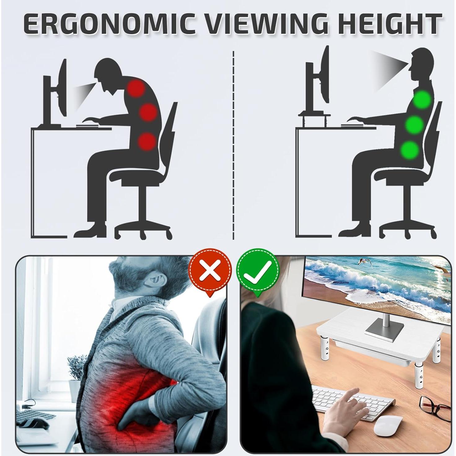 Soporte para Monitor BEHEY Ajustable Blanco 36.83 cm Ergonómico