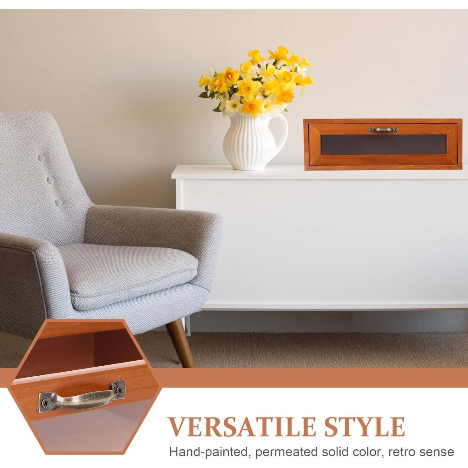 Soporte de Monitor de Madera Retro TOPBATHY con Cajón 30x18.5cm