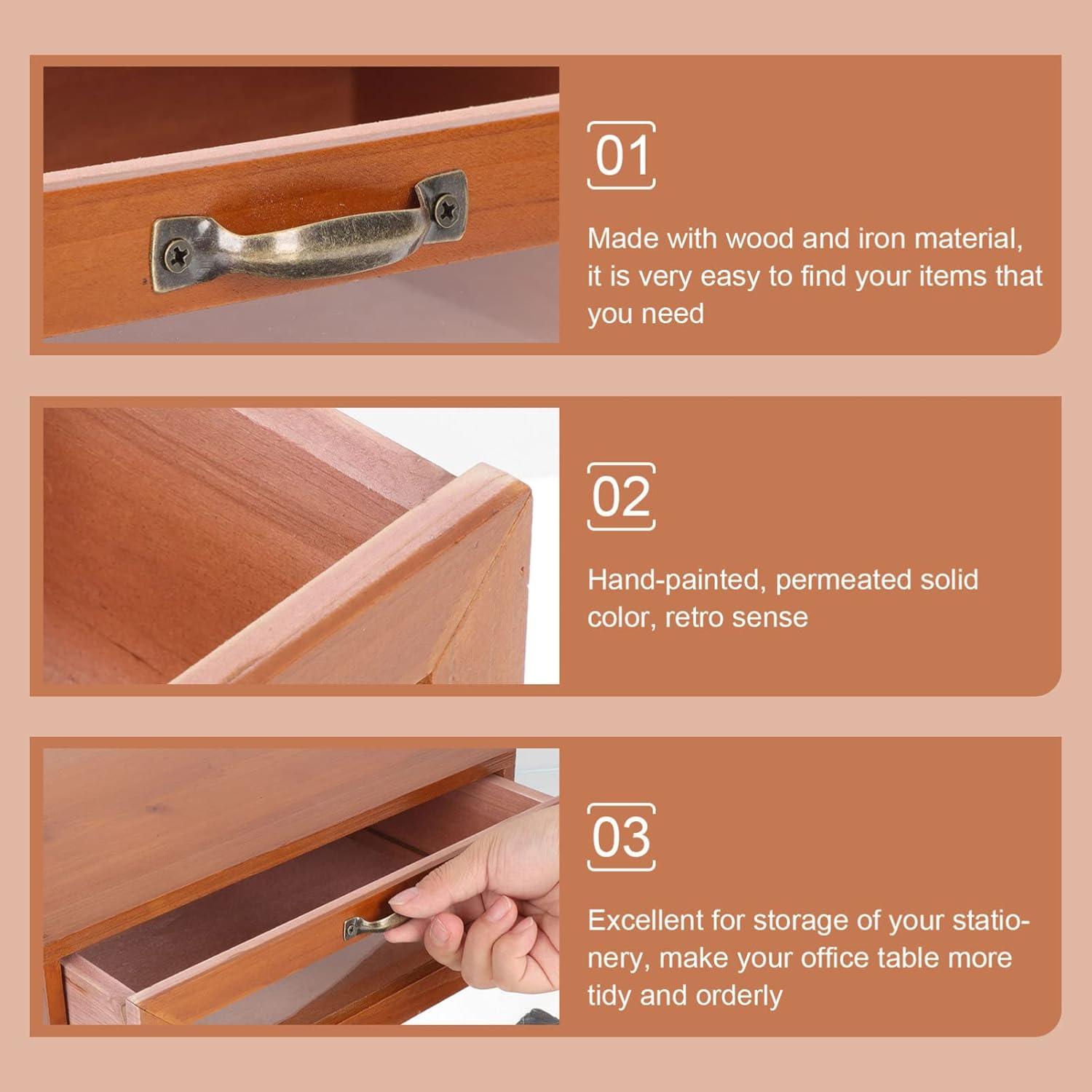 Soporte de Monitor de Madera Retro TOPBATHY con Cajón 30x18.5cm