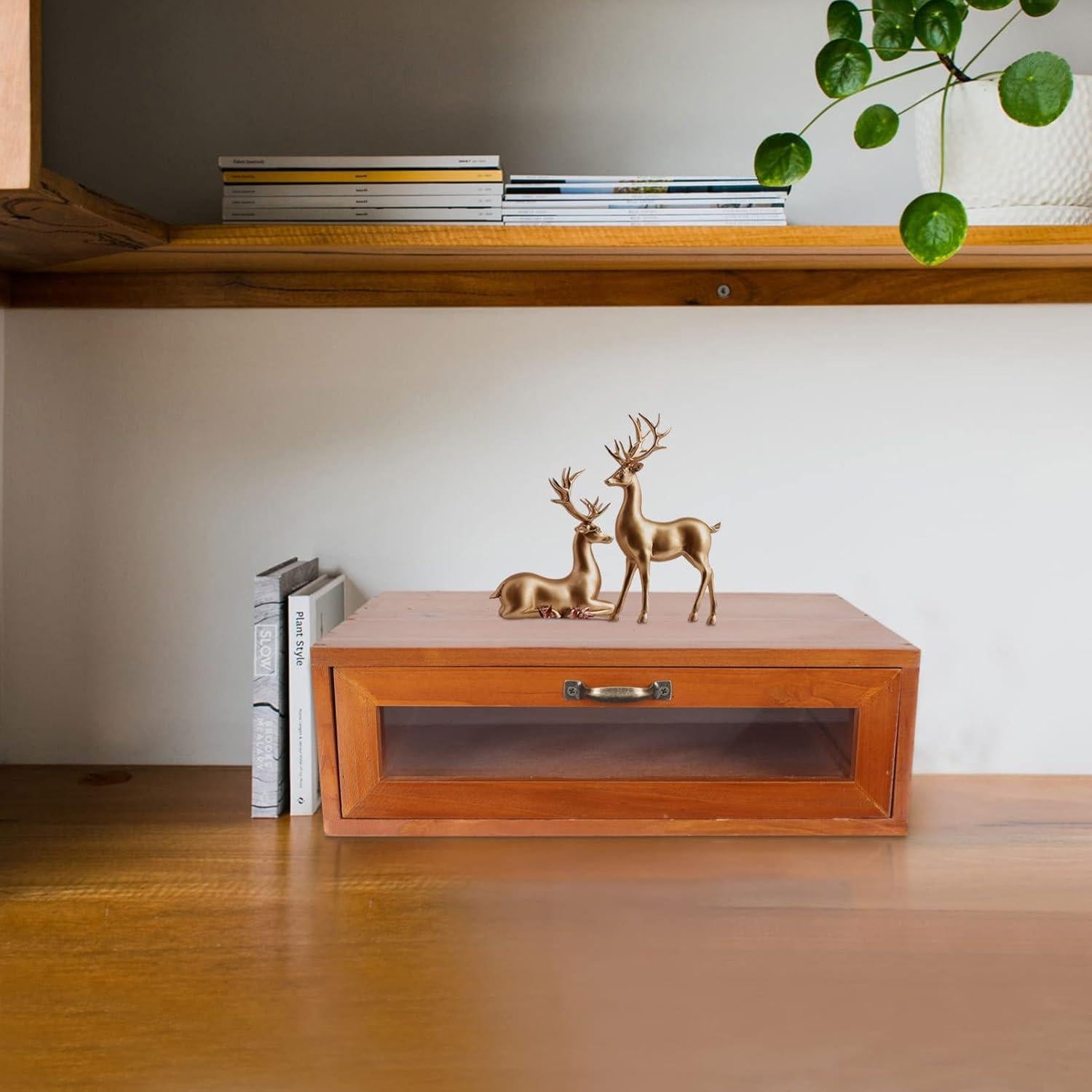 Soporte de Monitor de Madera Retro TOPBATHY con Cajón 30x18.5cm