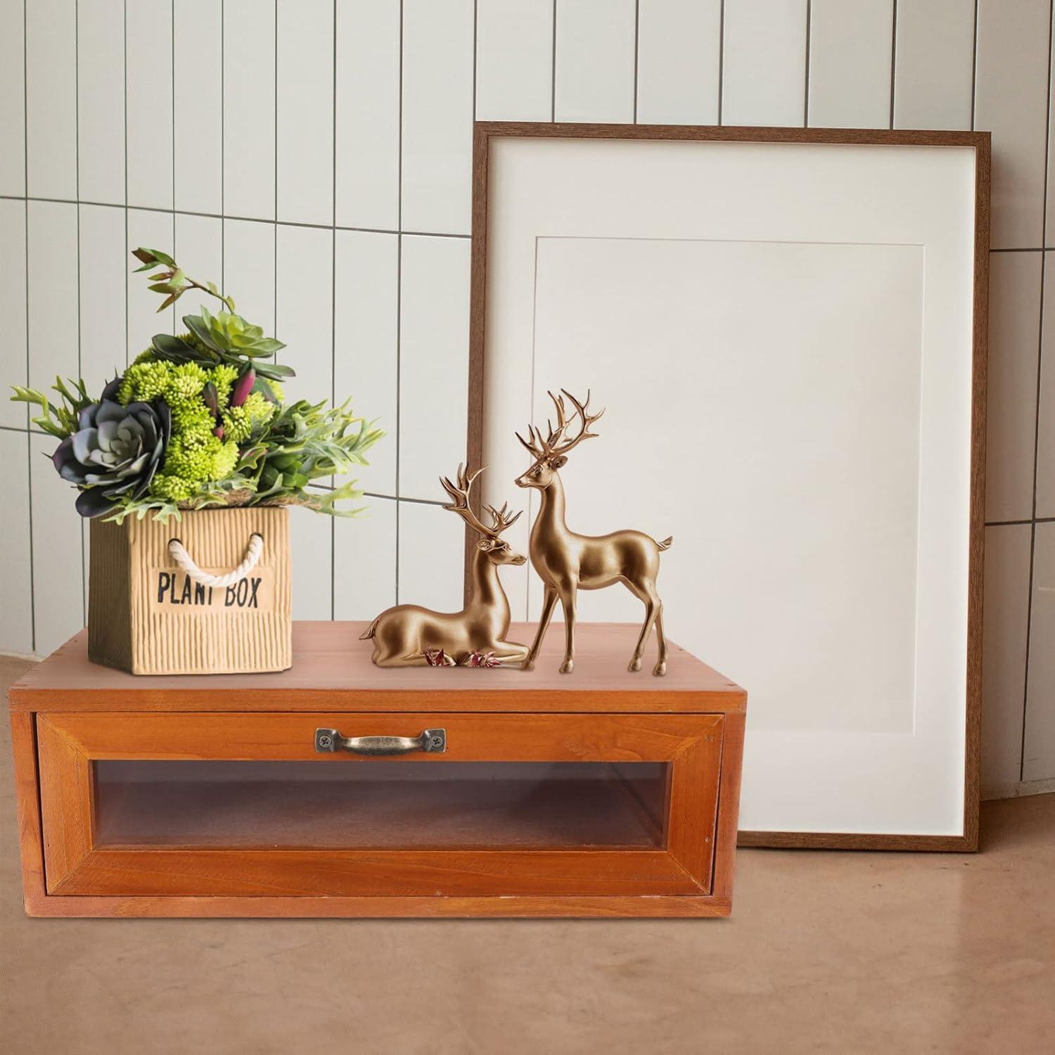 Soporte de Monitor de Madera Retro TOPBATHY con Cajón 30x18.5cm