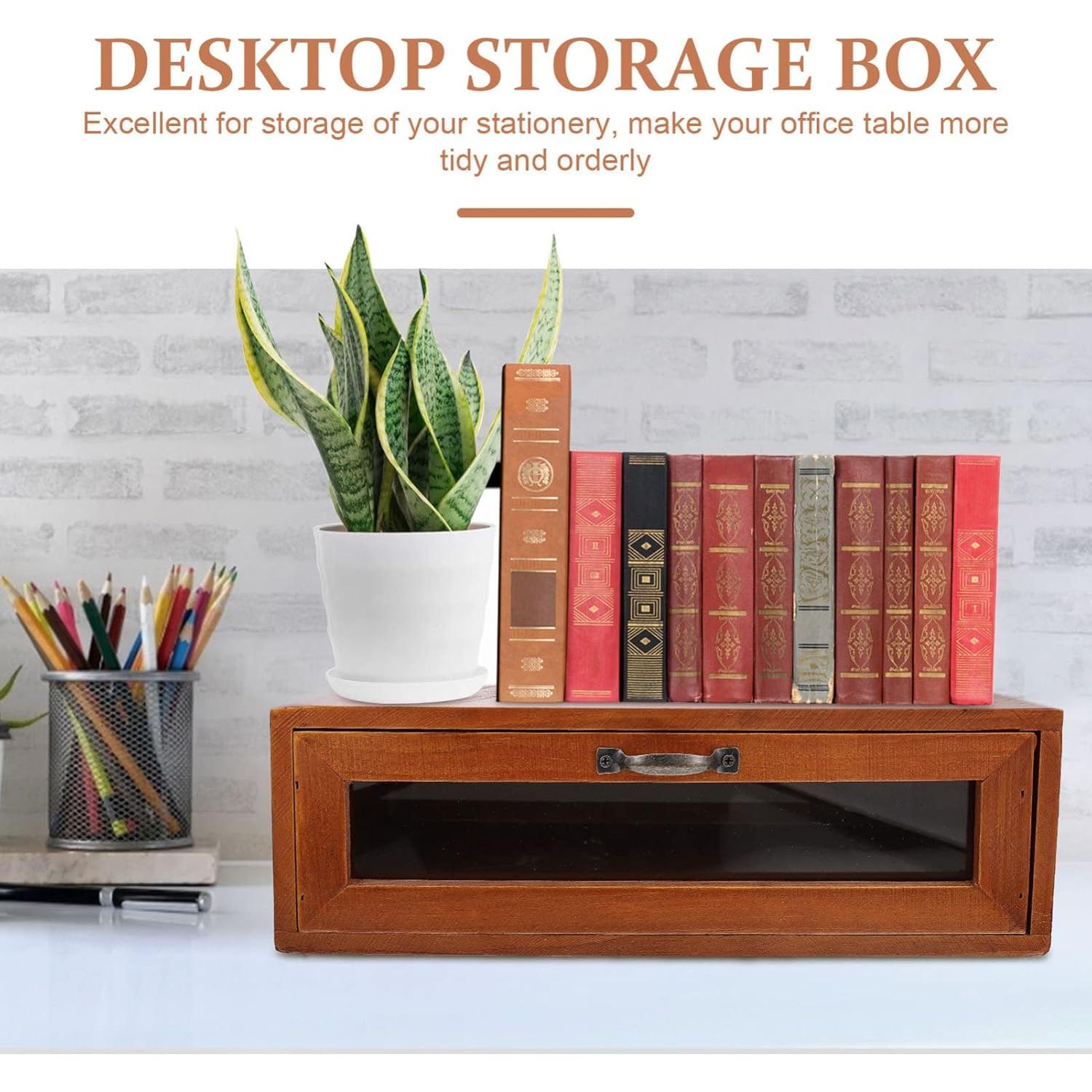 Soporte de Monitor de Madera Retro TOPBATHY con Cajón 30x18.5cm