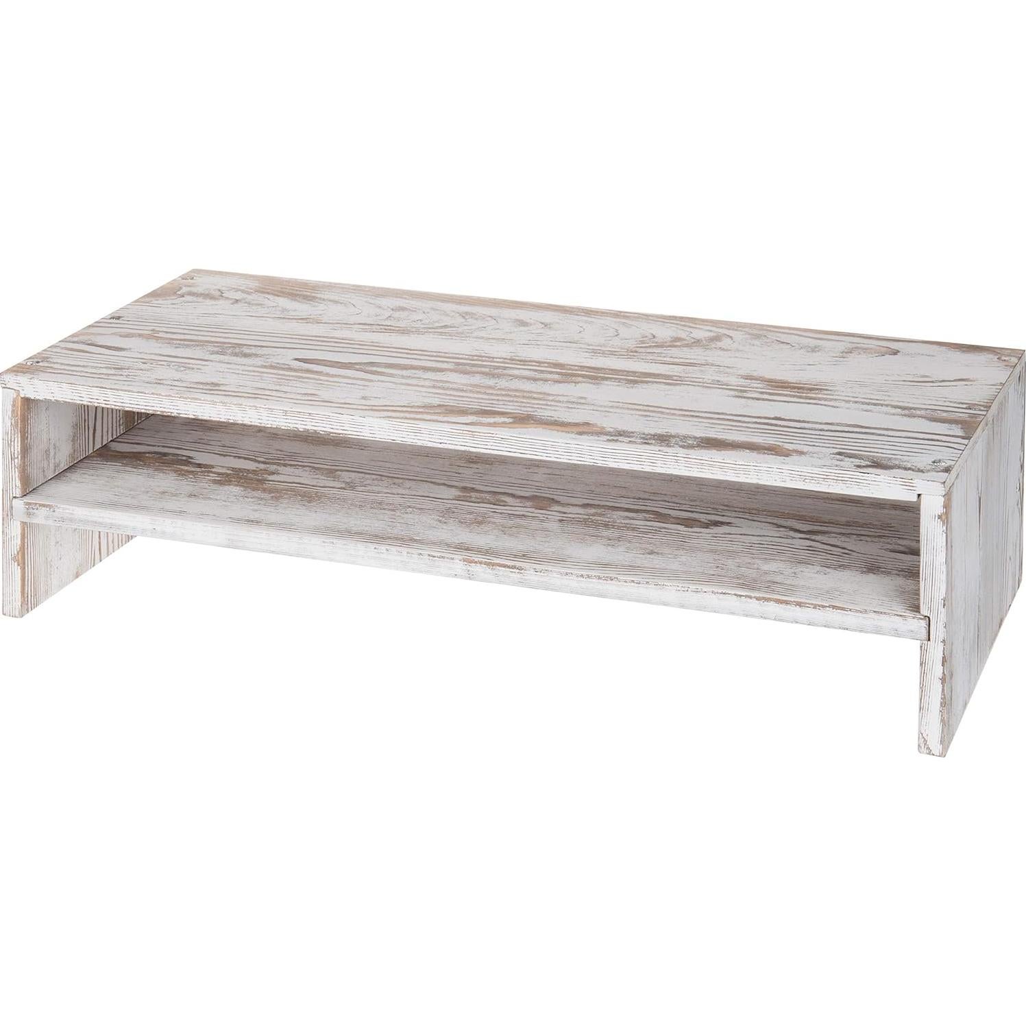 Soporte Elevador de Monitor MyGift de Madera Blanqueada 2 Niveles