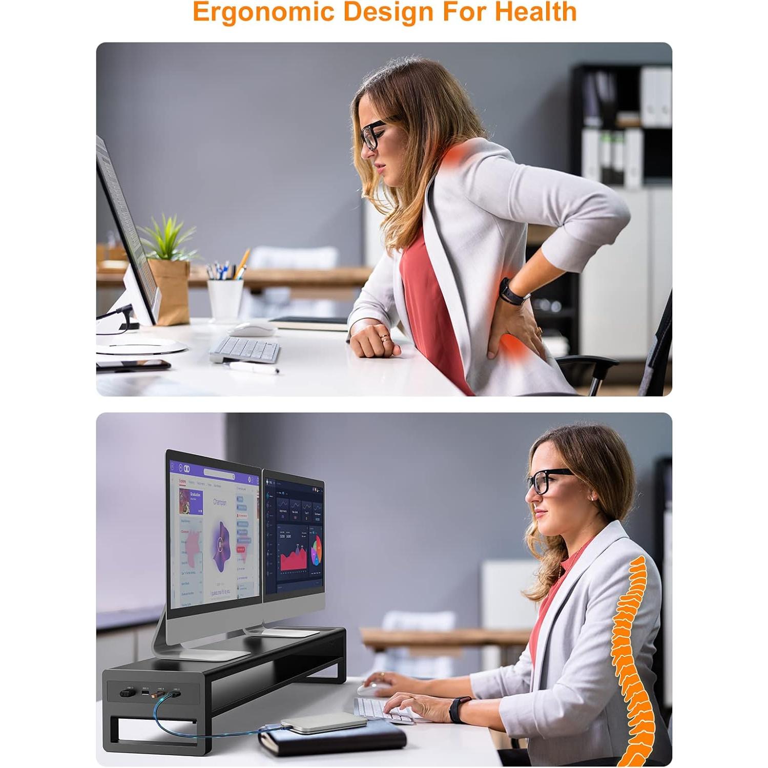 Soporte Doble para Monitores STARSIKI con Cargador Inalámbrico