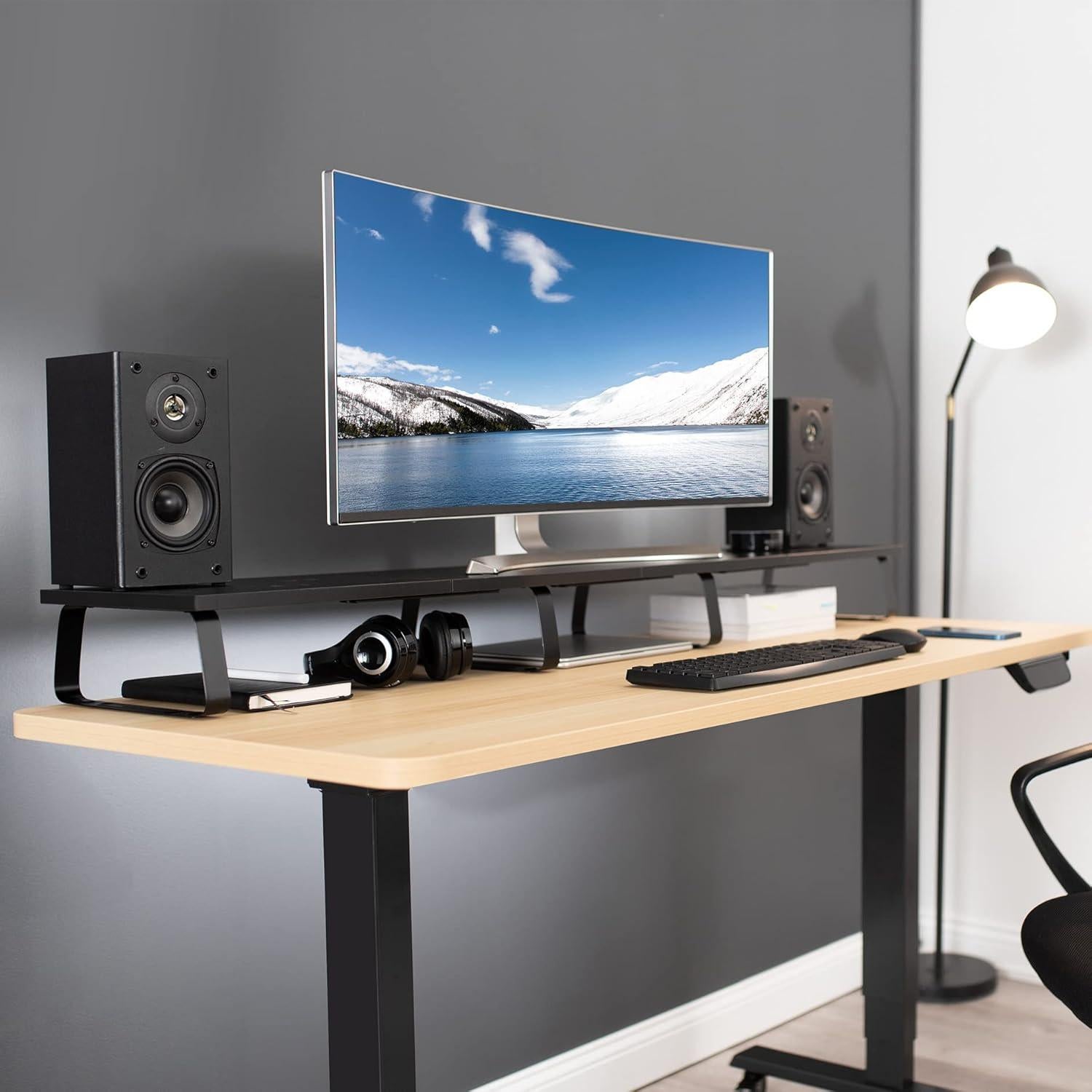 Soporte de Monitor VIVO 139.7 cm Negro, Elevador Ergonómico