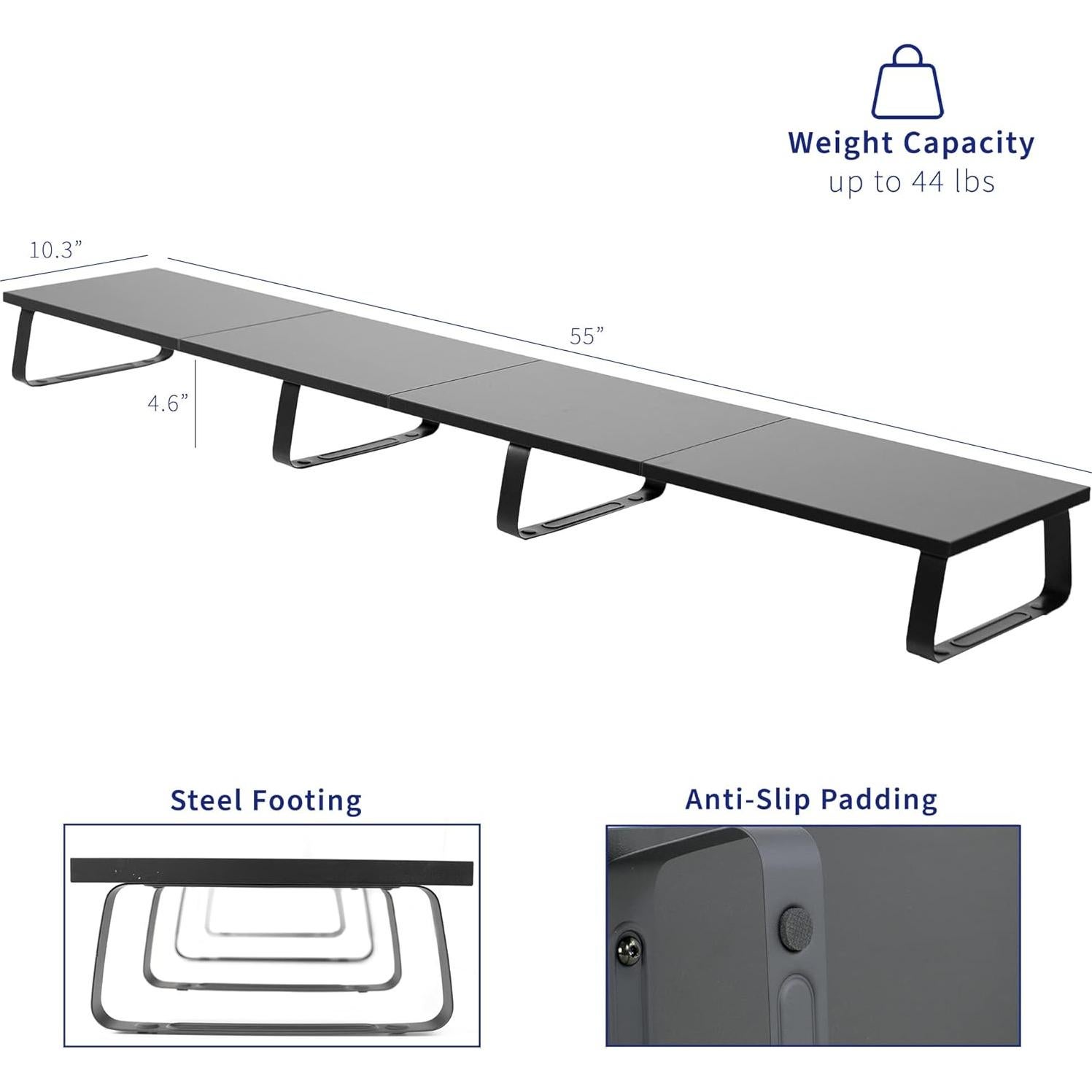 Soporte de Monitor VIVO 139.7 cm Negro, Elevador Ergonómico