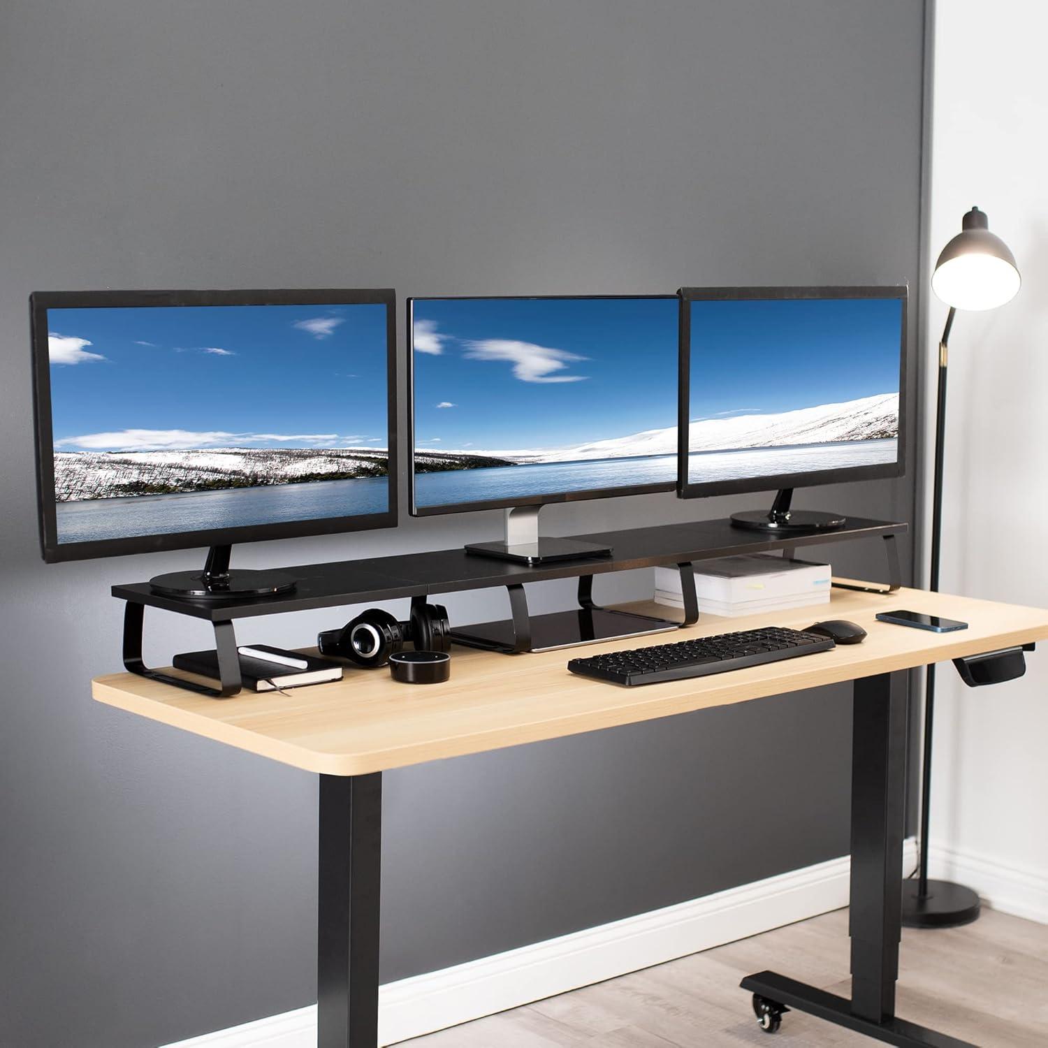 Soporte de Monitor VIVO 139.7 cm Negro, Elevador Ergonómico