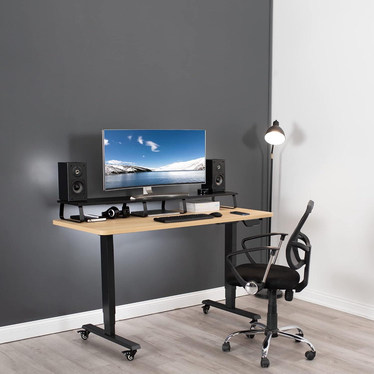 Soporte de Monitor VIVO 139.7 cm Negro, Elevador Ergonómico