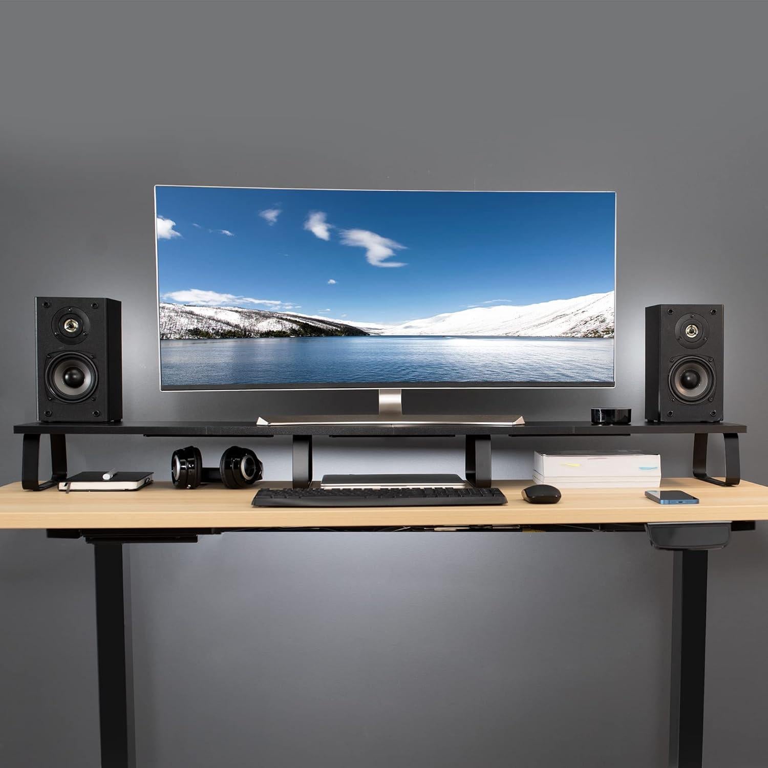 Soporte de Monitor VIVO 139.7 cm Negro, Elevador Ergonómico