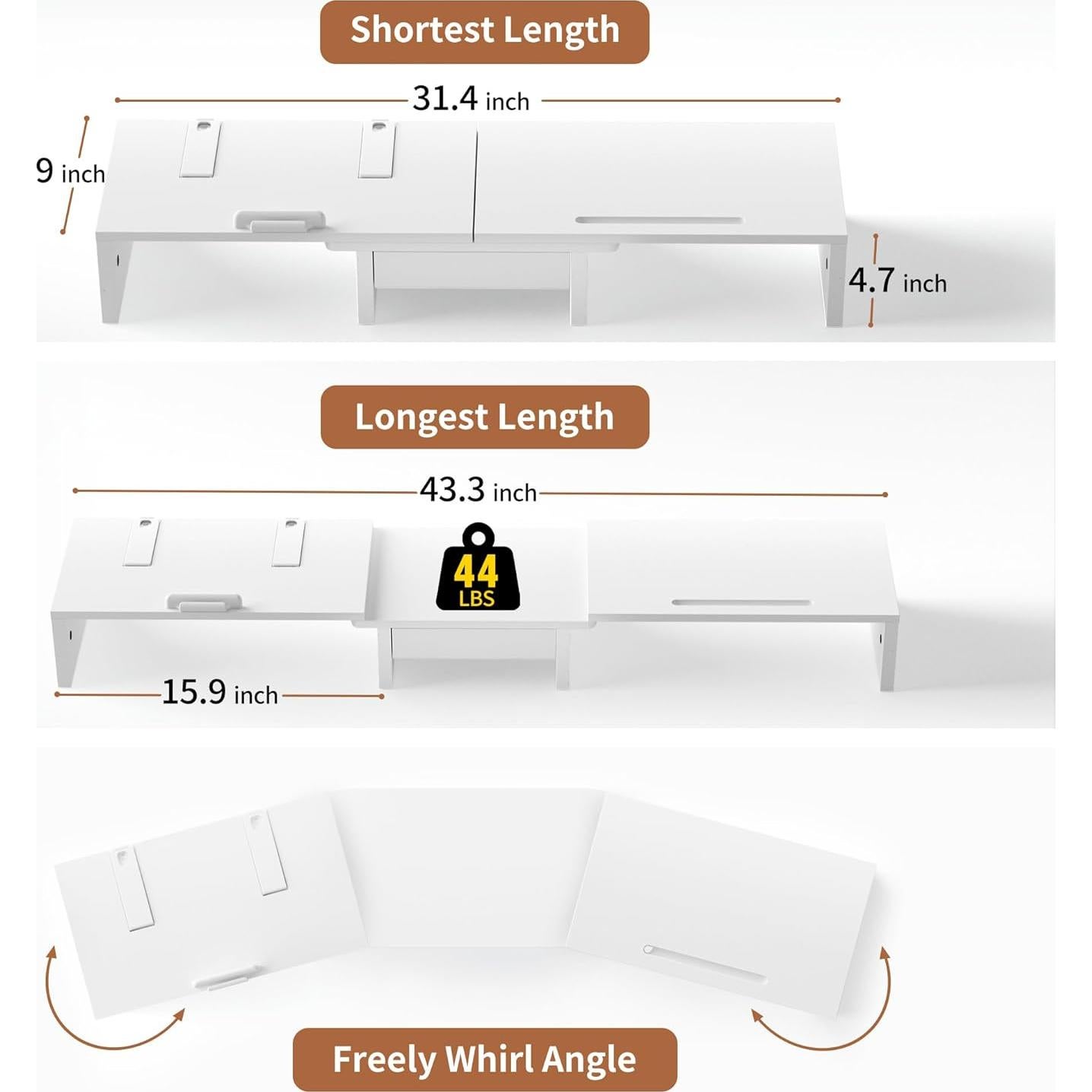 Soporte Doble para Monitores AFOOYO - Ajustable, Blanco