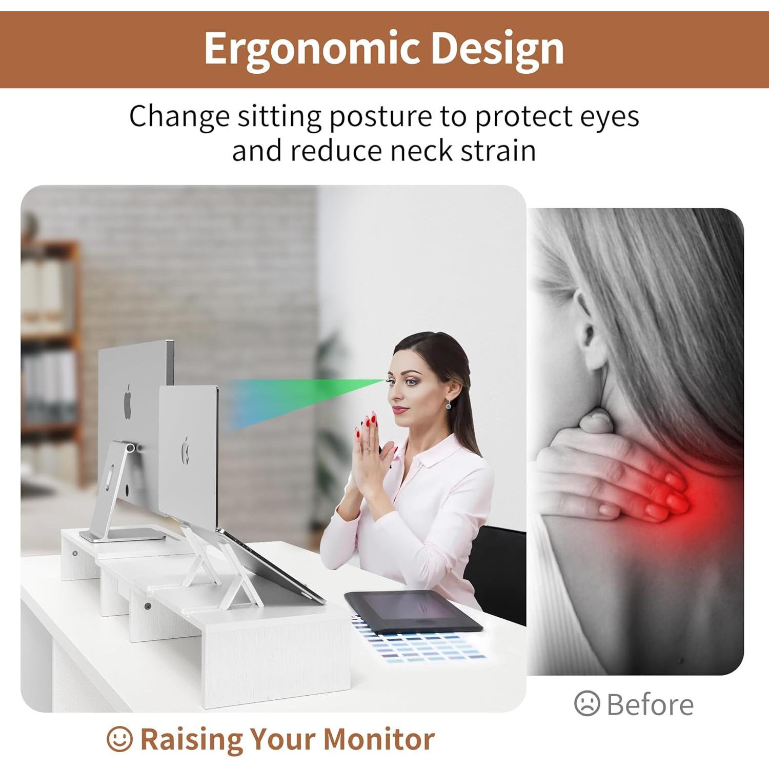 Soporte Doble para Monitores AFOOYO - Ajustable, Blanco