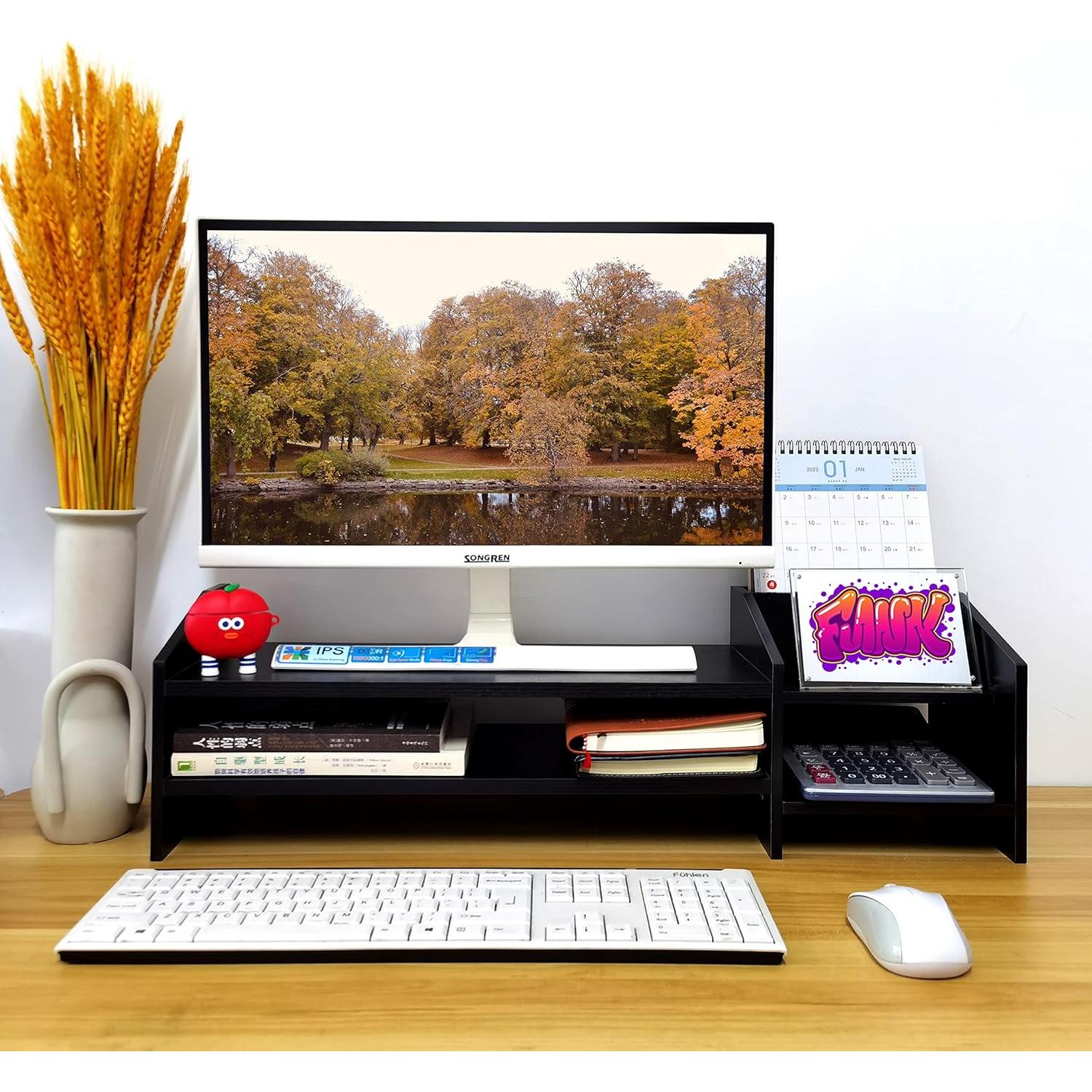 Soporte para Monitor de Madera KUAIYU 2 Niveles Ergonomico