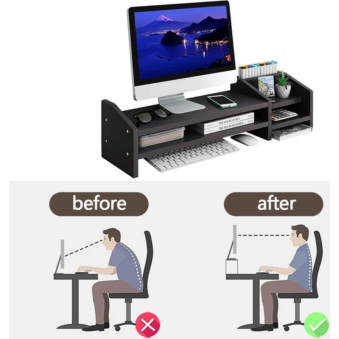 Soporte para Monitor de Madera KUAIYU 2 Niveles Ergonomico