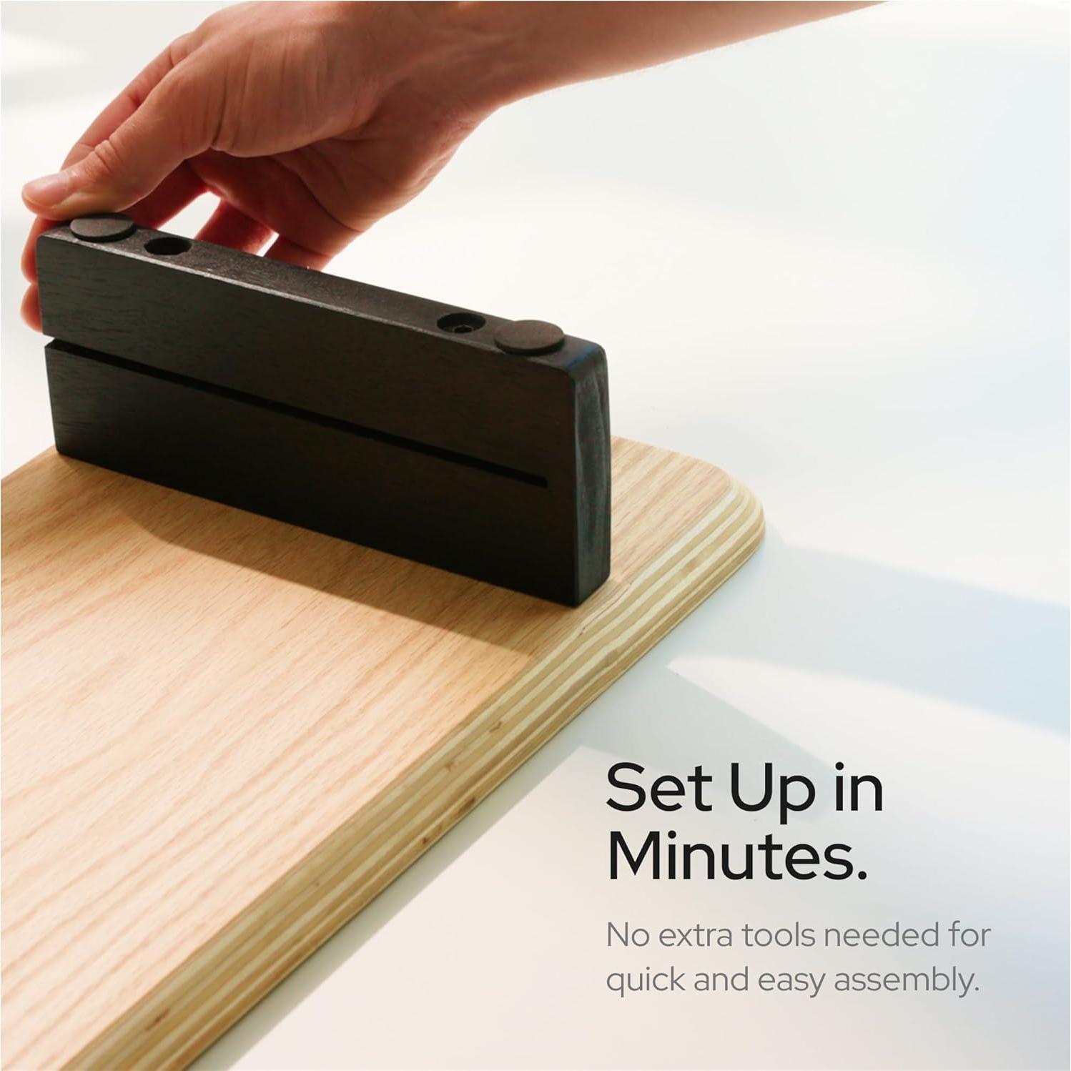 Soporte Doble para Monitor KIVY con Estante de Metal y Madera