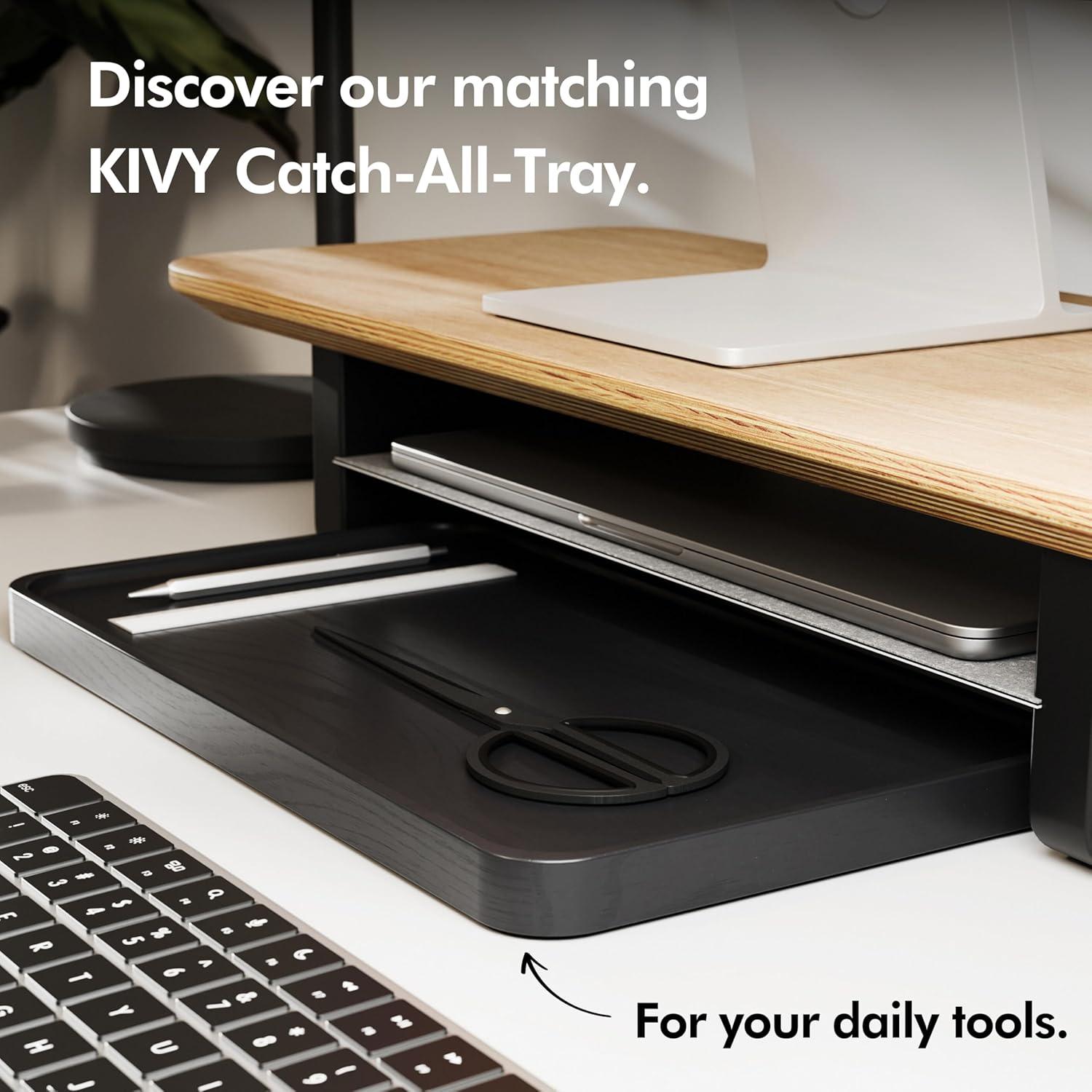 Soporte Doble para Monitor KIVY con Estante de Metal y Madera