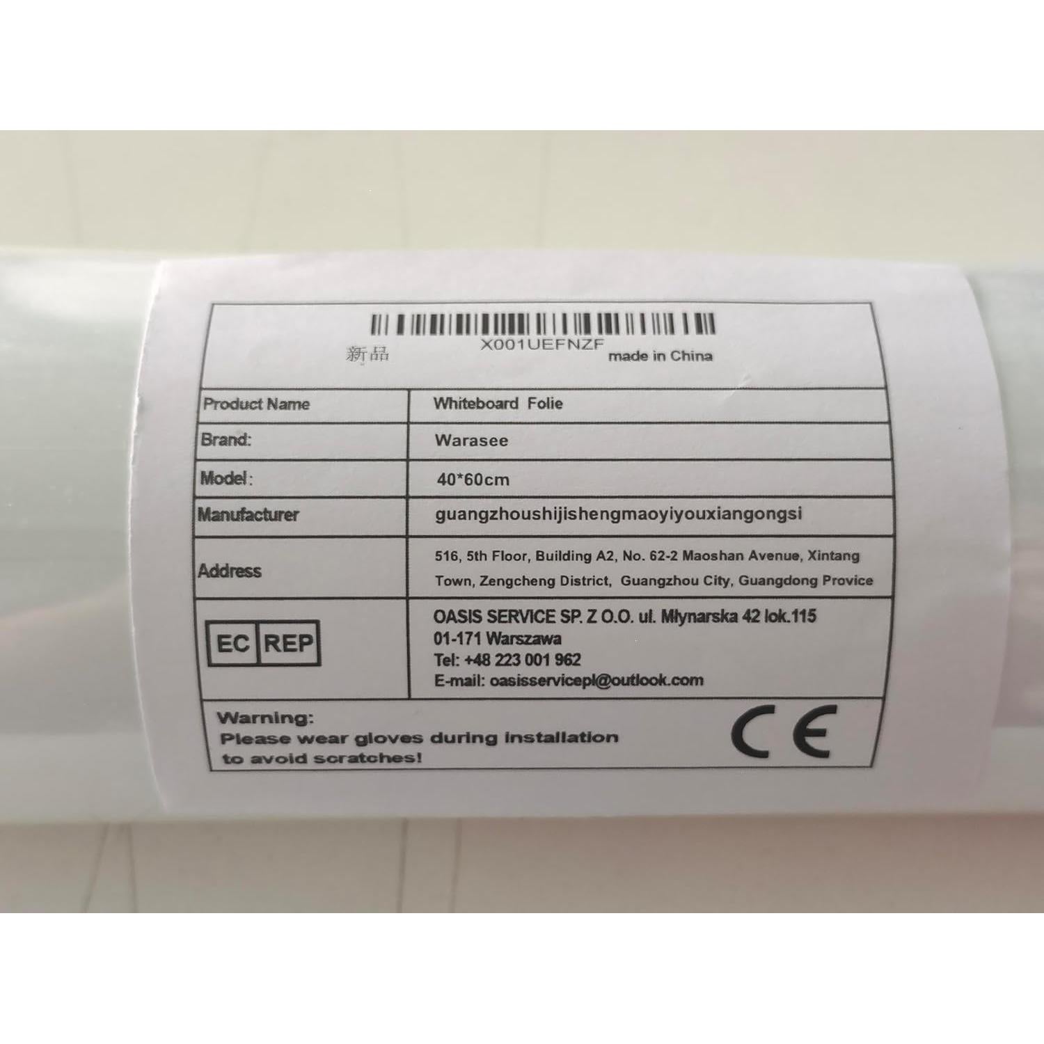 Papel de Pizarra Blanca Magnética Autoadhesiva Warasee 40x60 cm