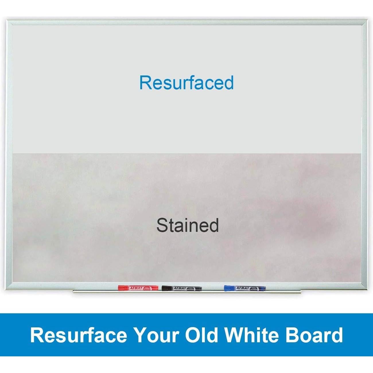 Papel de Pizarra Blanca Borrable AFMAT 1.83x1.22m con 6 Marcadores