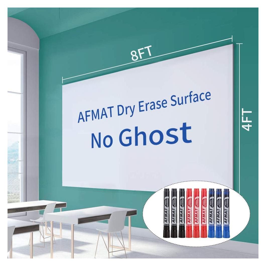 Sticker Pizarra Blanca AFMAT 2.44x1.22m con 9 Marcadores