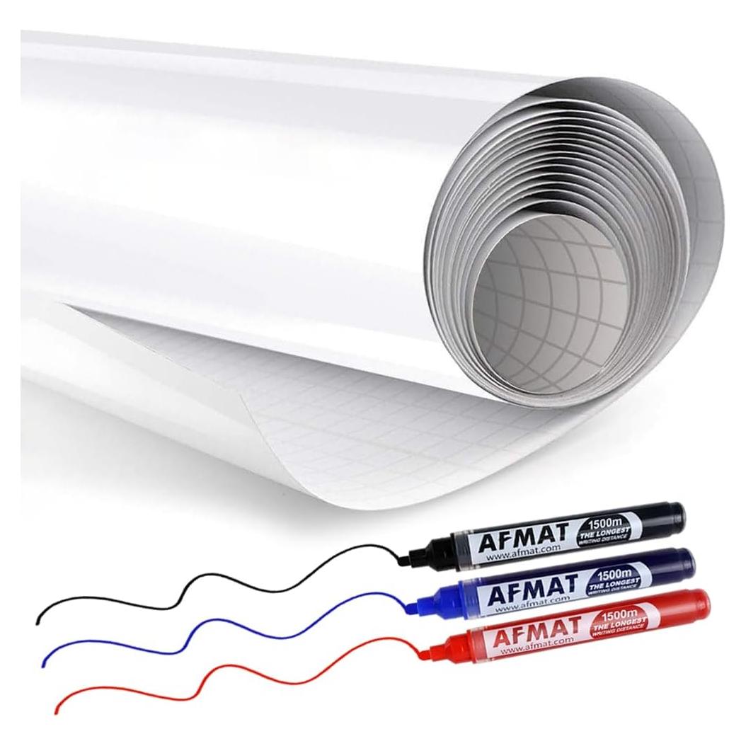 Papel de Pizarra Blanca Autoadhesivo AFMAT 3.35 x 0.44 m