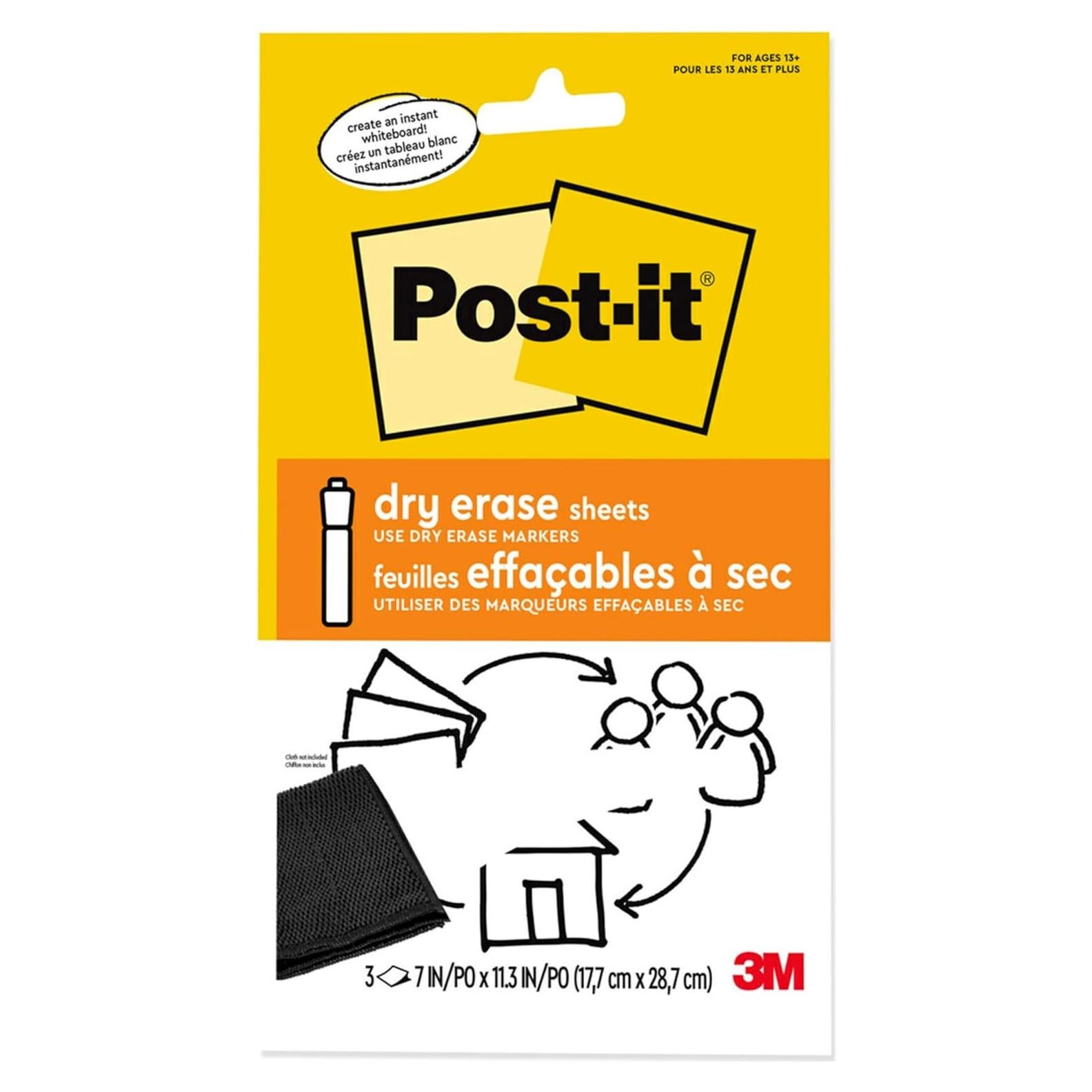 Hojas de Borrado en Seco Post-it 17.8x28.7 cm - 3 Piezas