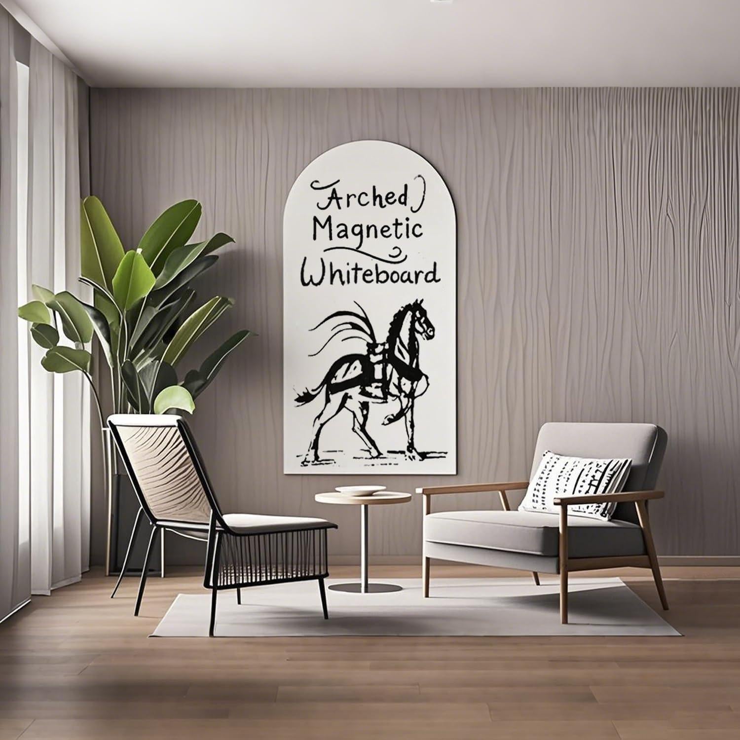 Magnetic Whiteboard Wall Arch Decal 39.3"x17.5" Adhesive Magnetic Dry Erase White Board Sticker with 36 Magnet Letter Removable Contact Paper Peel and Stick Whiteboard Wallpaper Roll