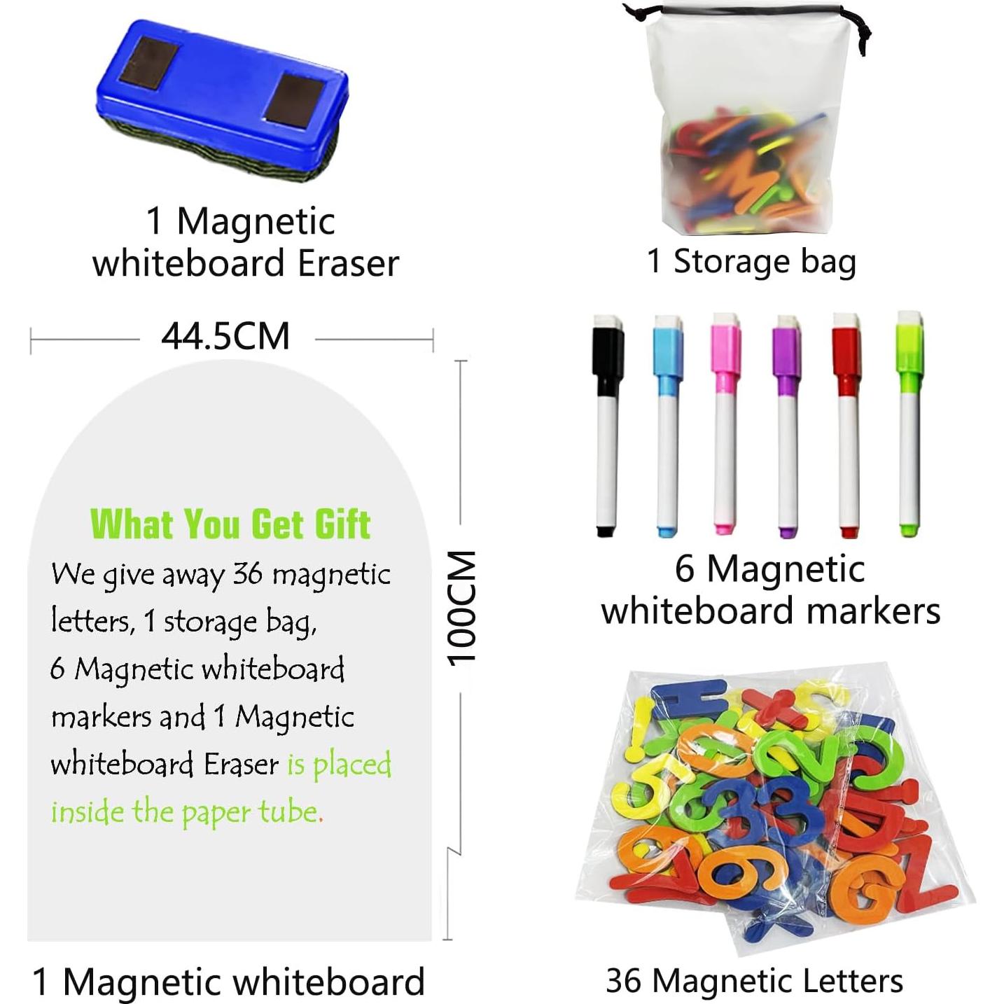 Magnetic Whiteboard Wall Arch Decal 39.3"x17.5" Adhesive Magnetic Dry Erase White Board Sticker with 36 Magnet Letter Removable Contact Paper Peel and Stick Whiteboard Wallpaper Roll