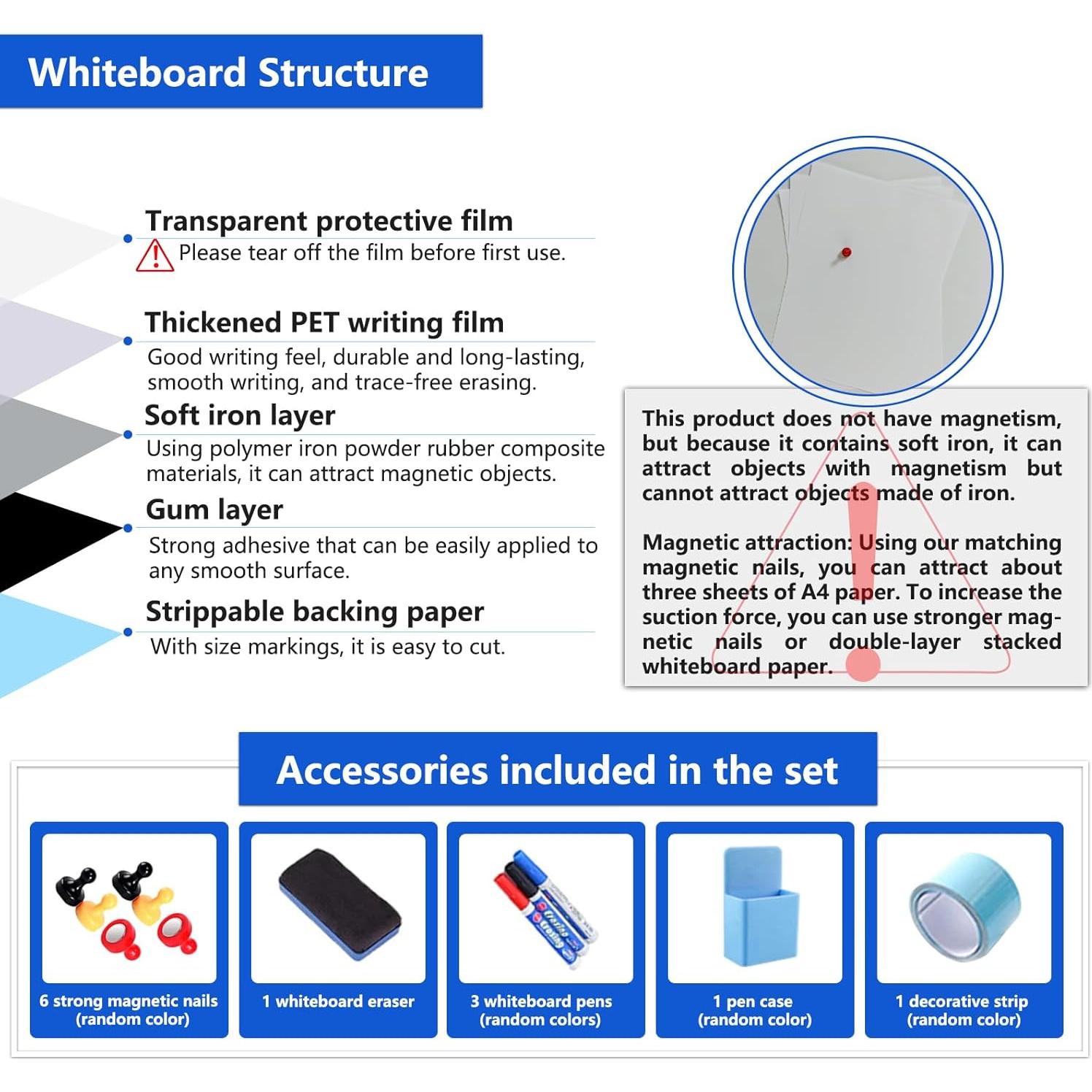 Papel de Pizarra Blanca Magnética Autoadhesiva JUMUBOARD 76.2x38.1cm