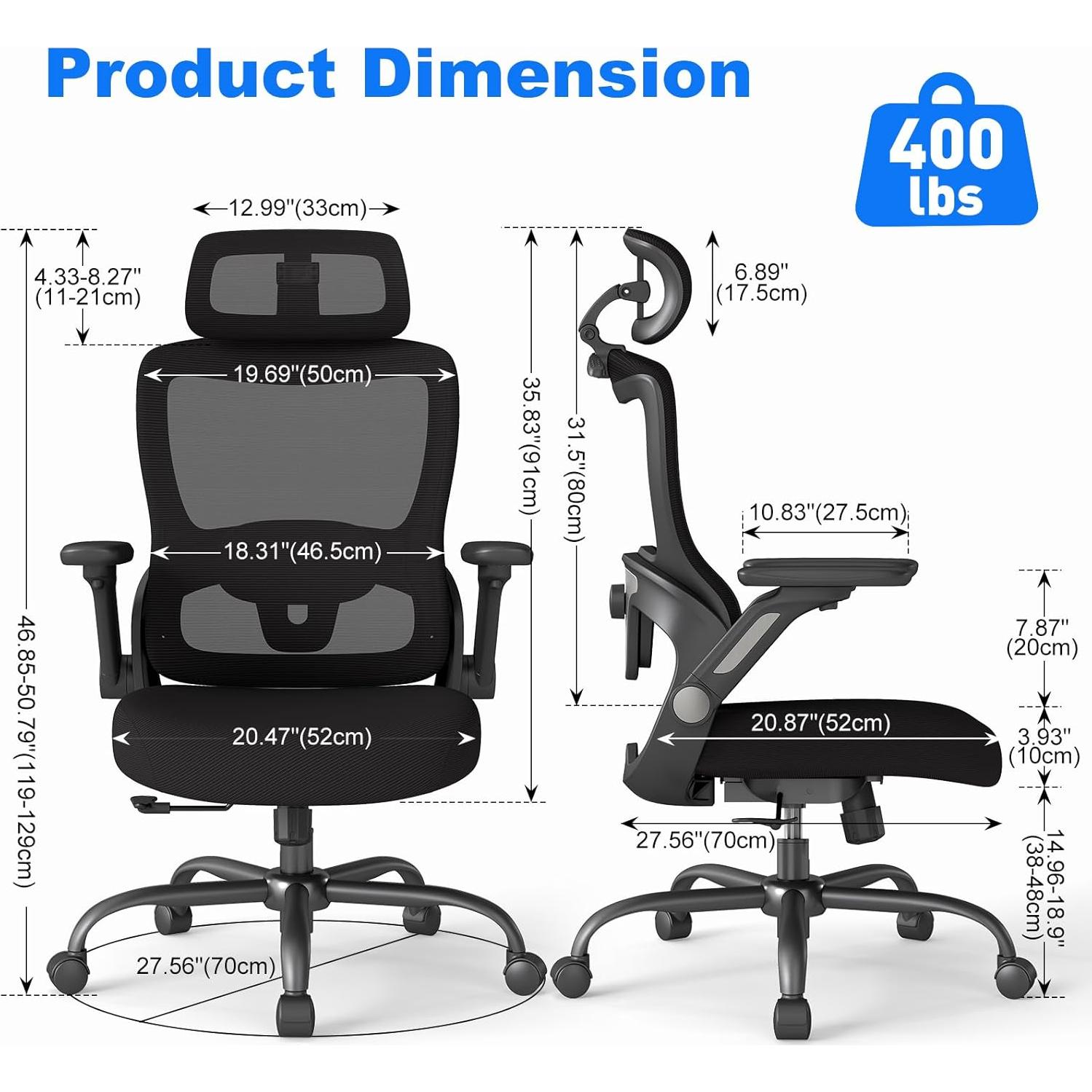 Silla de Oficina Ergonómica ZZH 8029BK con Soporte Lumbar Ajustable