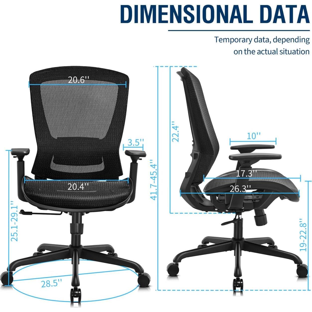 Silla de Oficina Ergonómica ELABEST 1096M con Soporte Lumbar