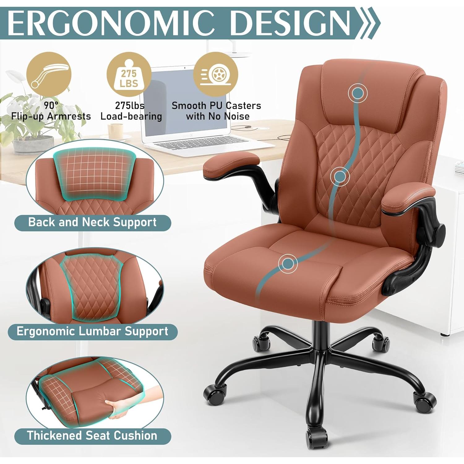 Silla de Oficina Ergonómica Brick Attic MP245 Cuero Marrón