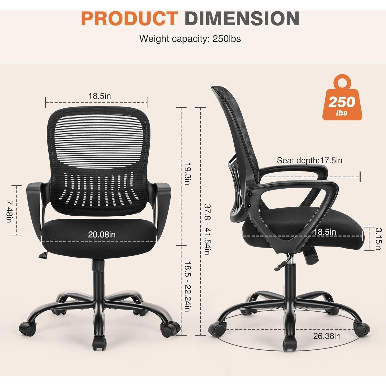 Silla Ejecutiva Ergonómica Sweetcrispy con Soporte Lumbar