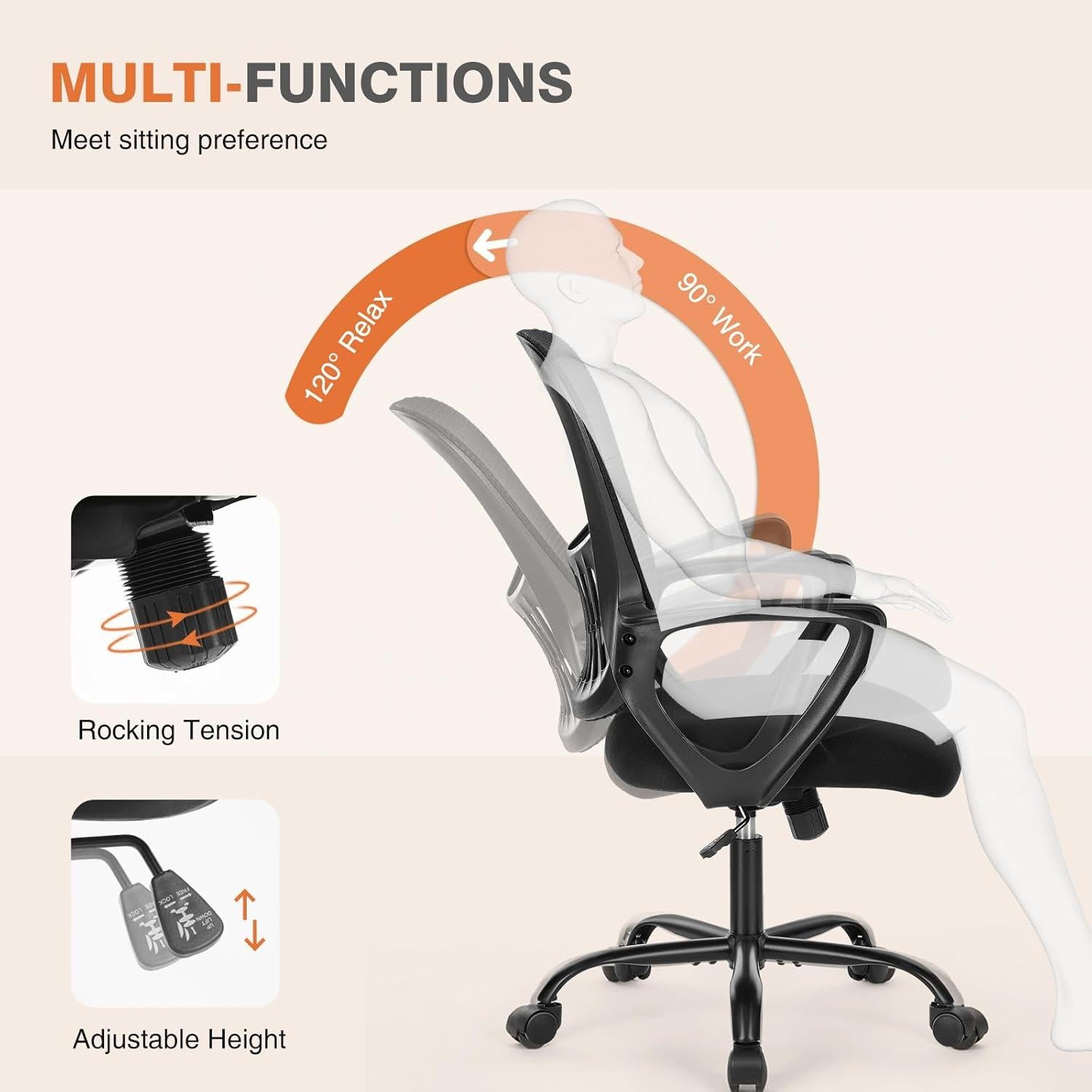 Silla Ejecutiva Ergonómica Sweetcrispy con Soporte Lumbar