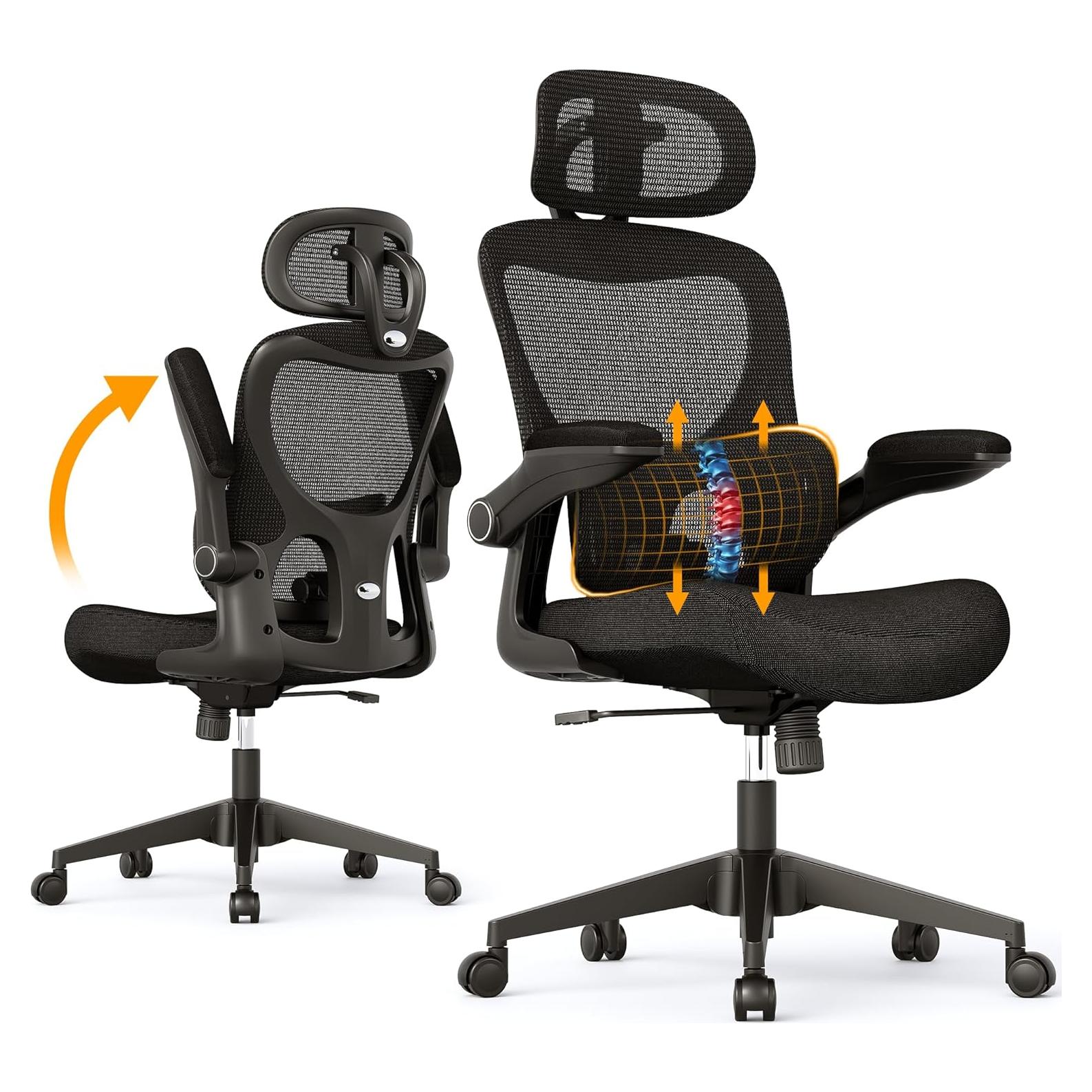 Silla de Oficina Ergonómica SUNNOW Alta Espalda Malla Negra