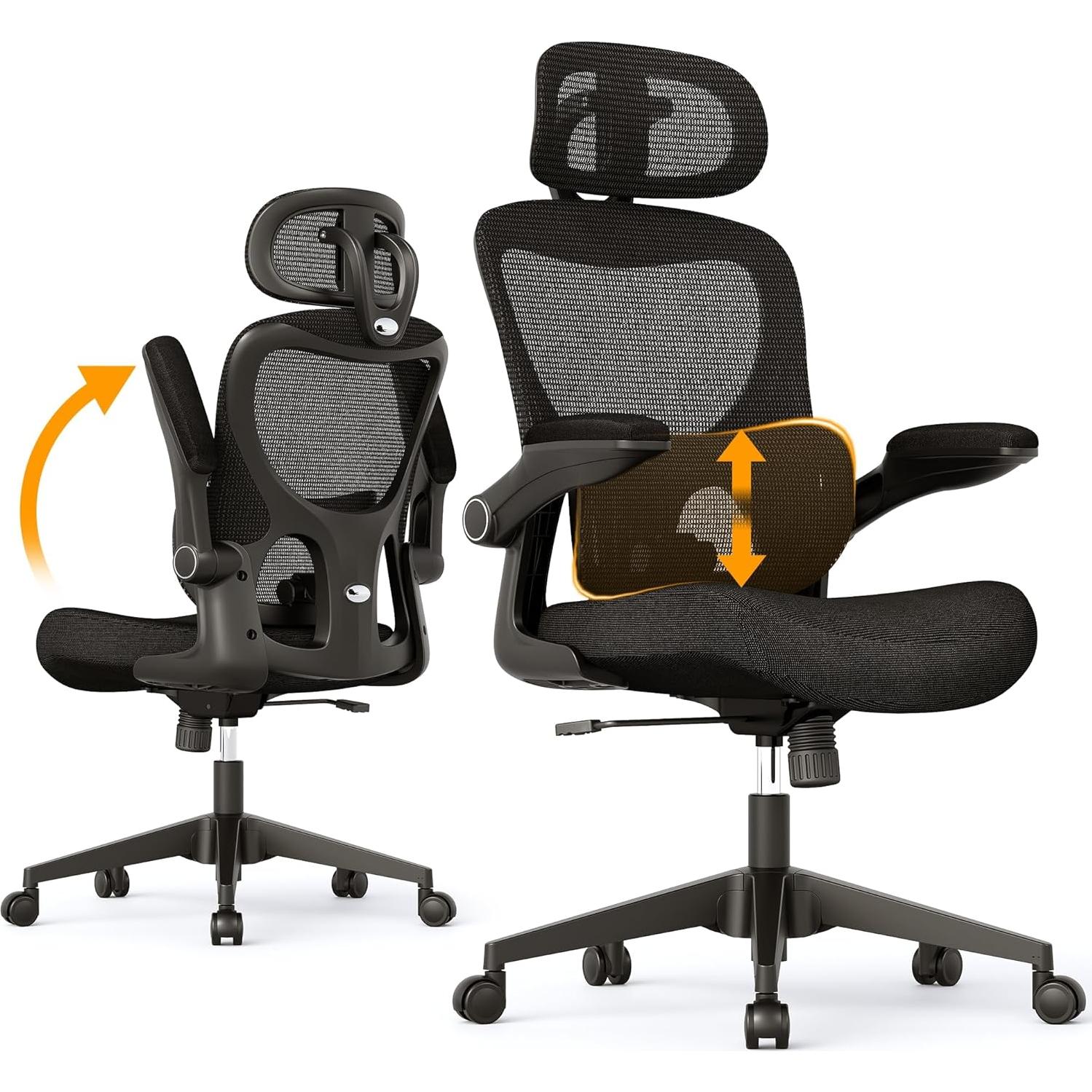 Silla de Oficina Ergonómica SUNNOW Alta Espalda Malla Negra