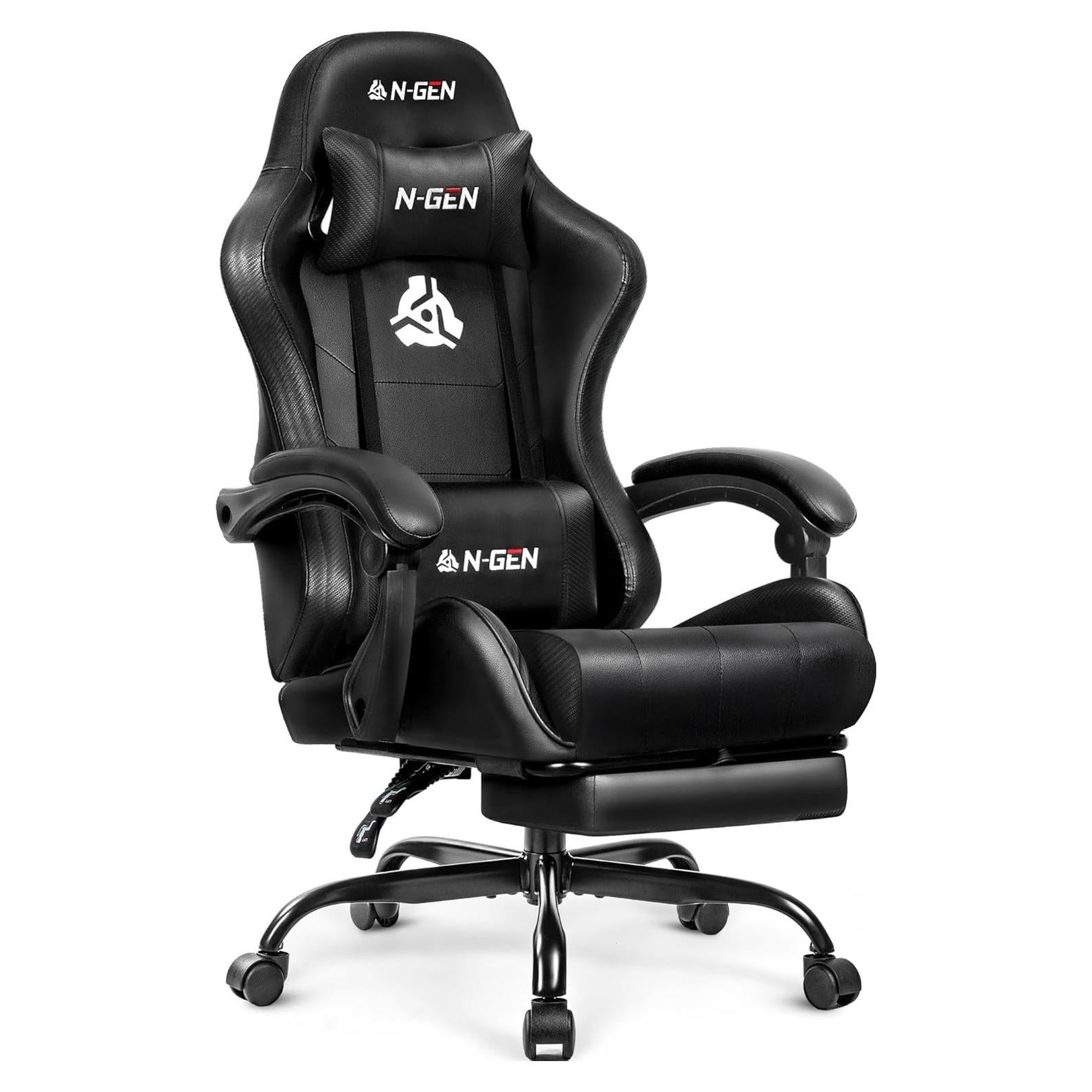 Silla de Juego N-GEN Ergonomica con Reposapiés y Soporte Lumbar