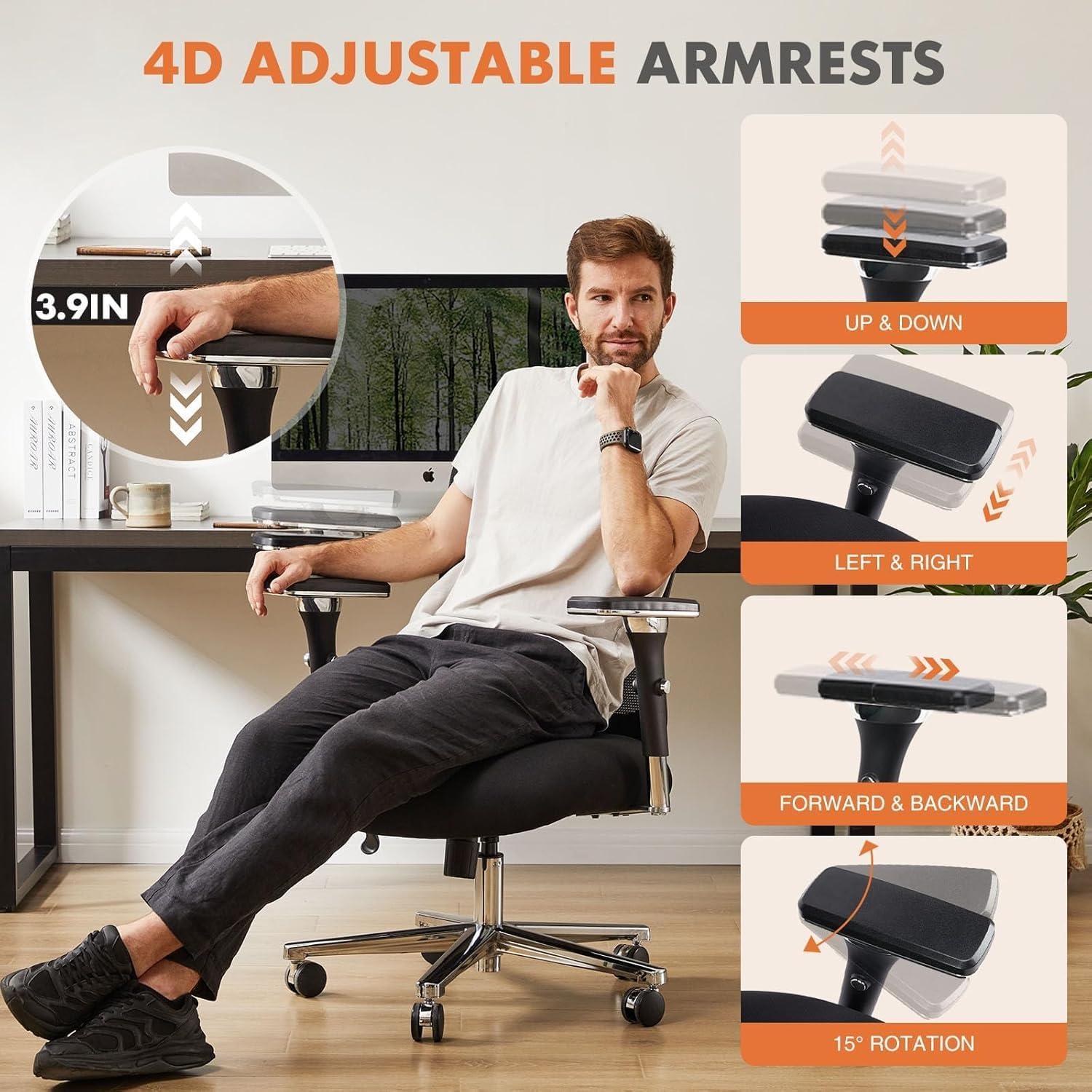 Silla de Oficina Ergonómica Sweetcrispy Grande con Soporte Lumbar