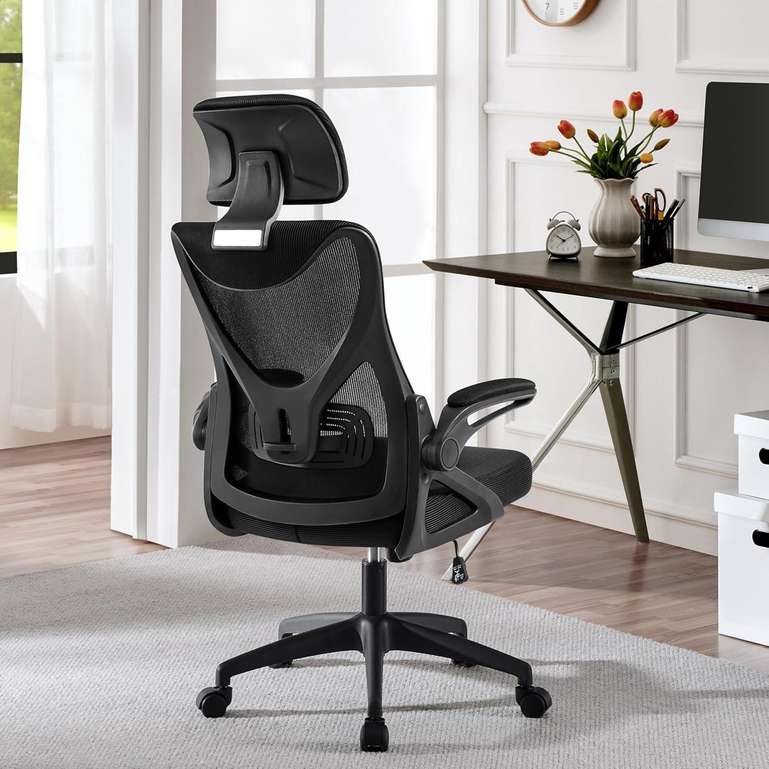 Silla de Oficina Ergonómica Yaheetech con Reposacabezas Ajustable