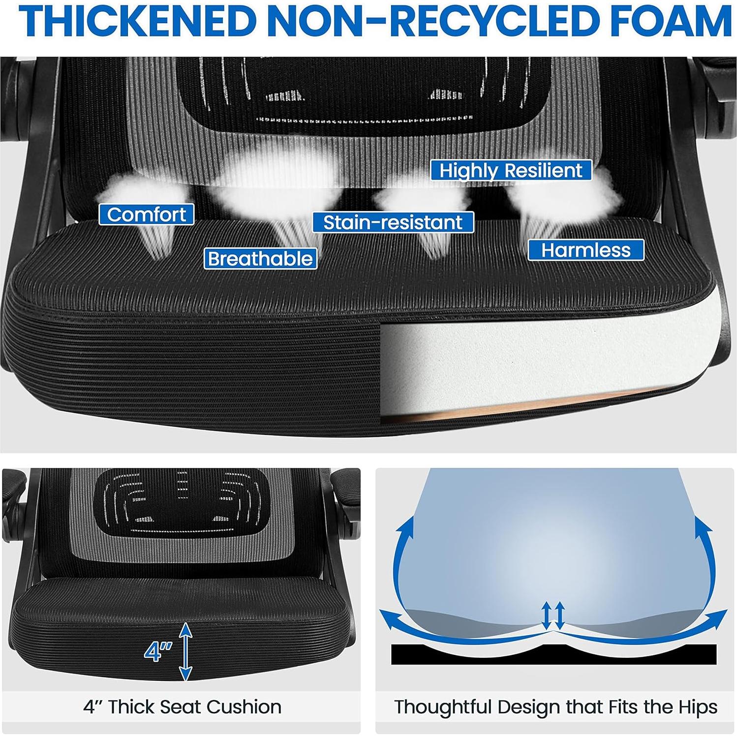 Silla de Oficina Ergonómica Yaheetech con Reposacabezas Ajustable