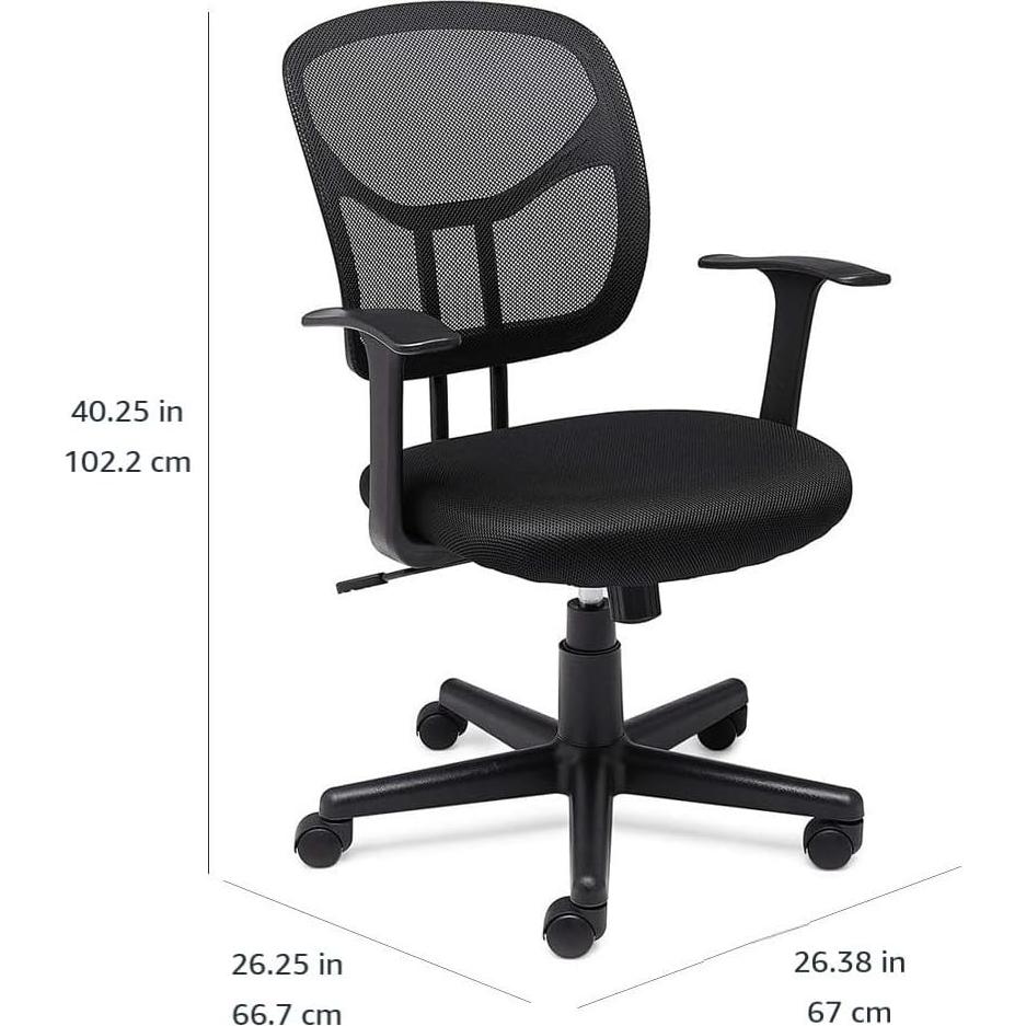 Silla de Oficina Ajustable Amazon Basics Negra con Soporte Lumbar