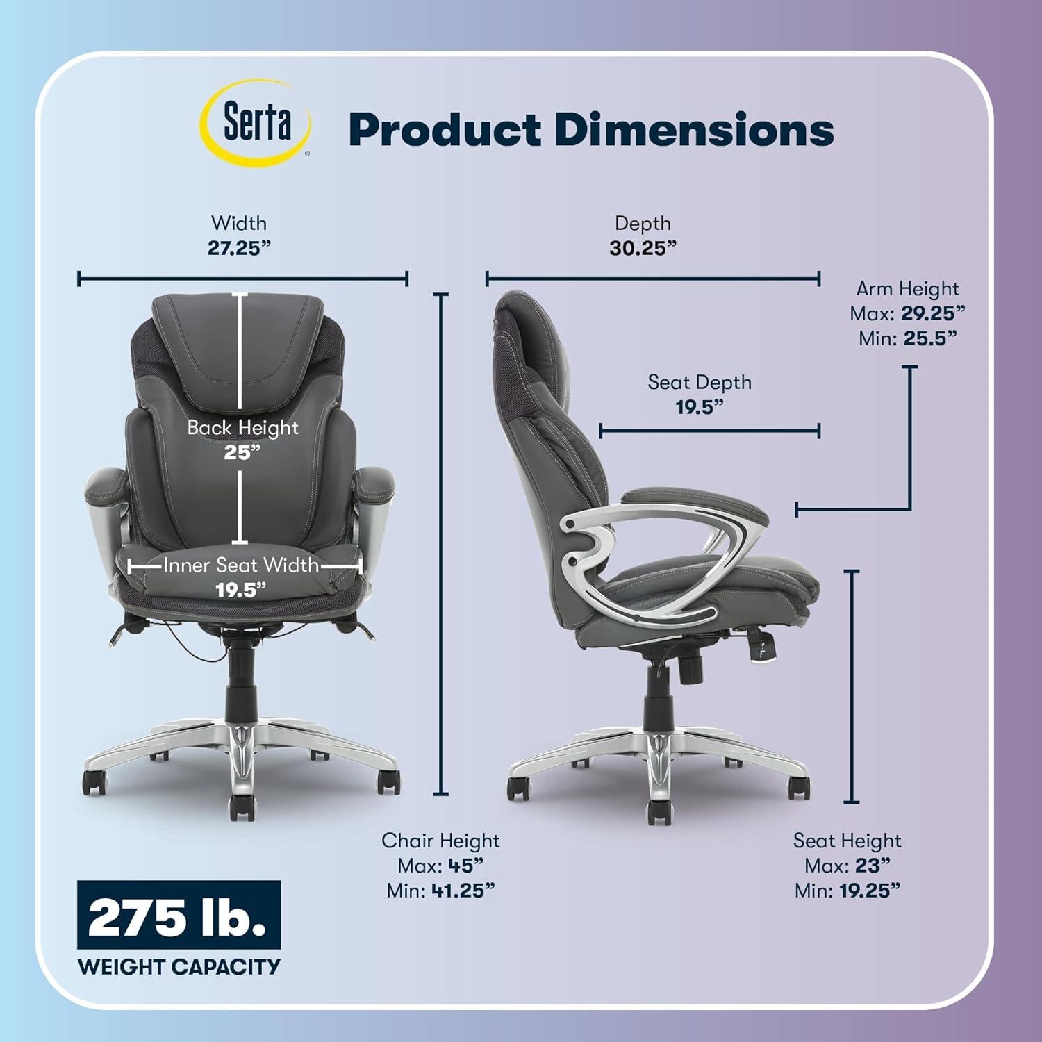 Silla Ejecutiva Serta Bryce Ergonómica con Soporte Lumbar