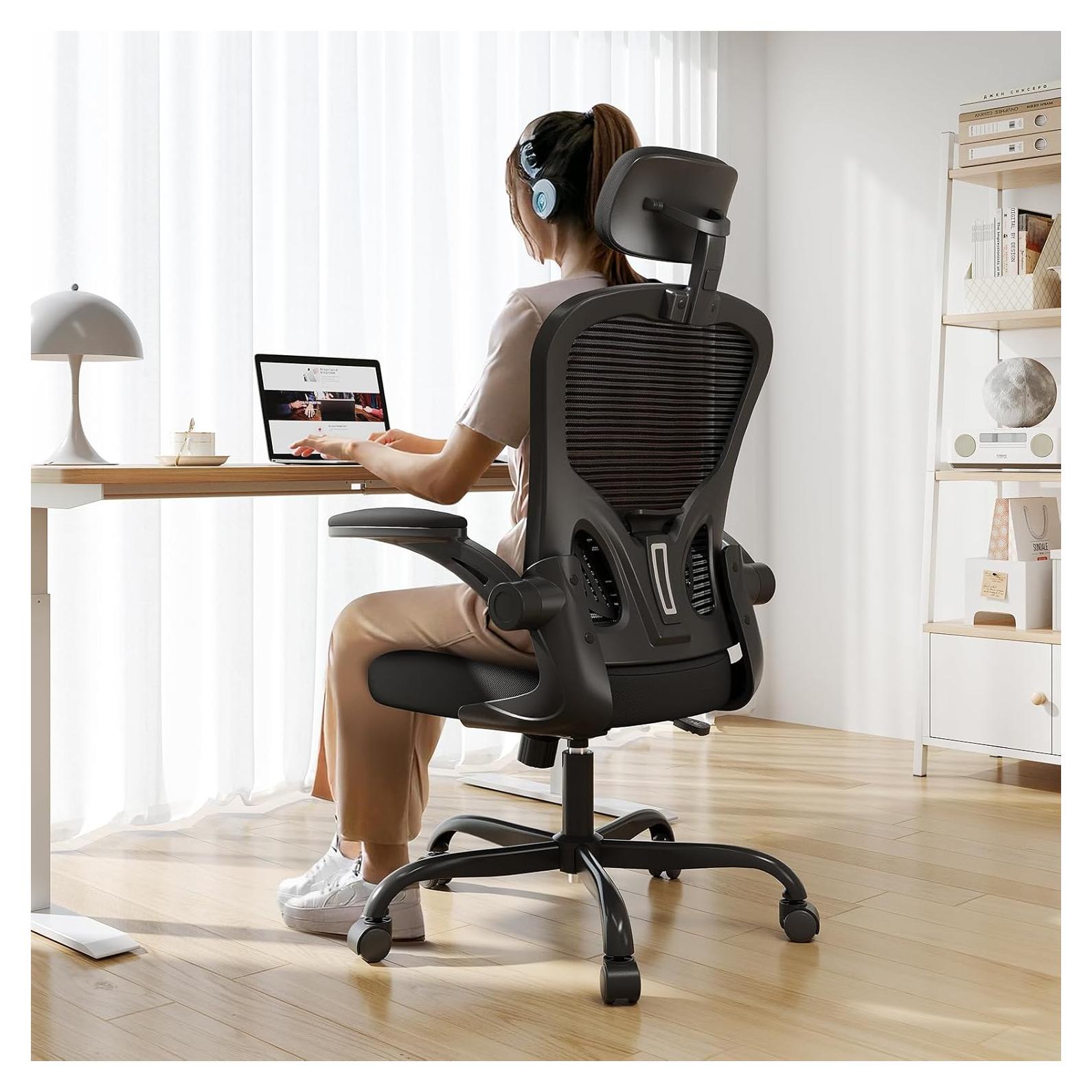 Silla de Oficina Ergonómica Synorla Negra, Soporta 150KG