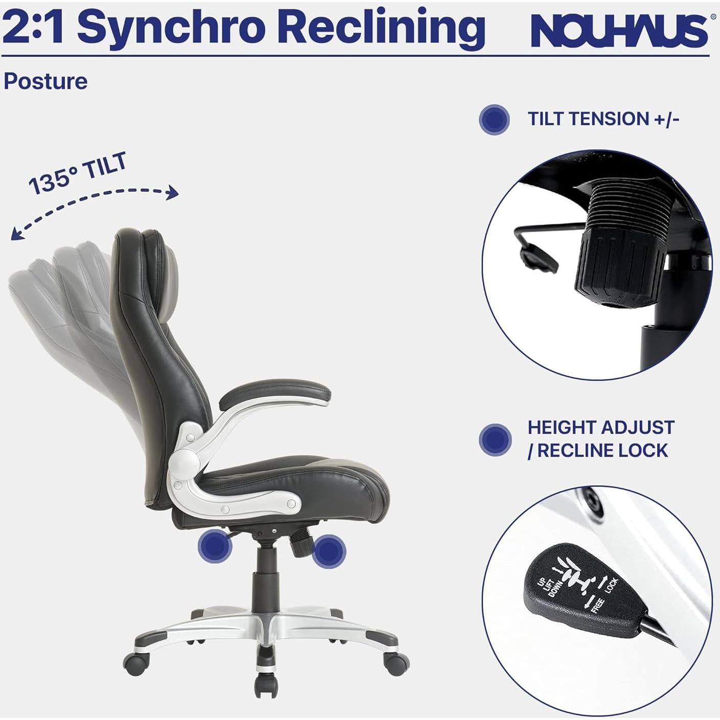 Silla de Oficina Ergonómica Nouhaus Postura - Cuero PU Negro