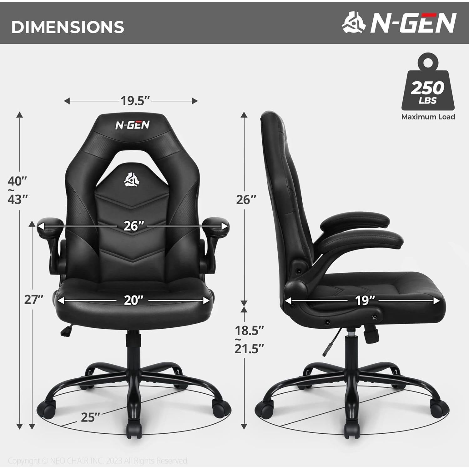 Silla de Videojuegos Ergonómica NEO CHAIR Ajustable Negro