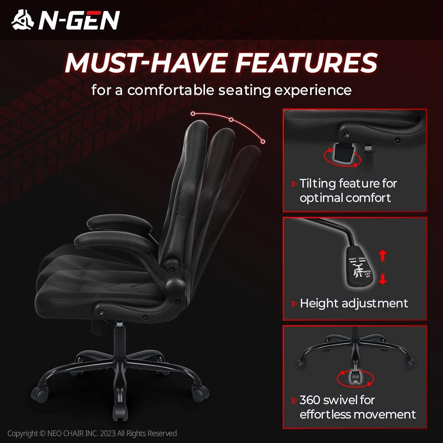 Silla de Videojuegos Ergonómica NEO CHAIR Ajustable Negro